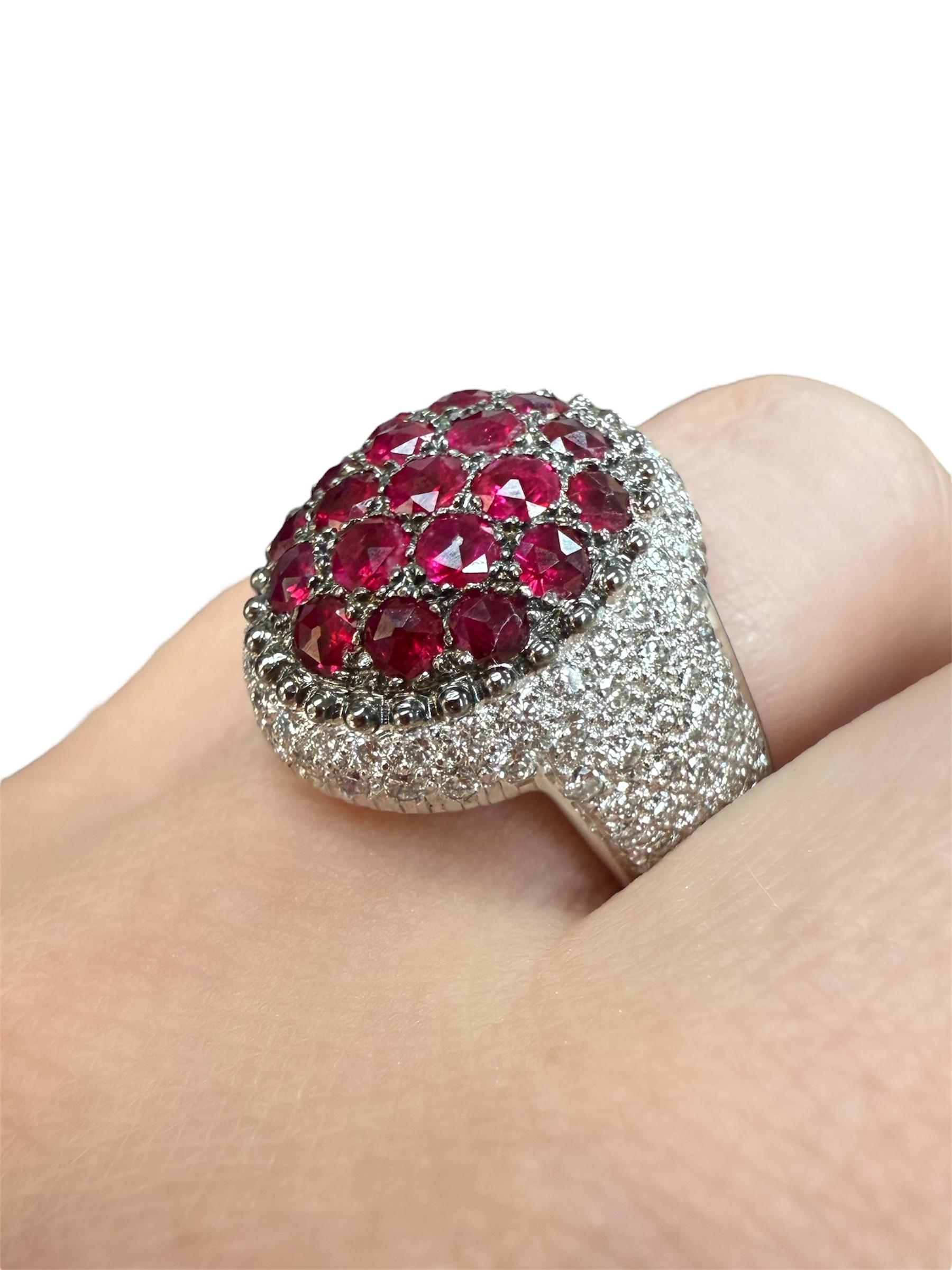 Mouawad, Ruby and Diamond Rosette Ring For Sale 1