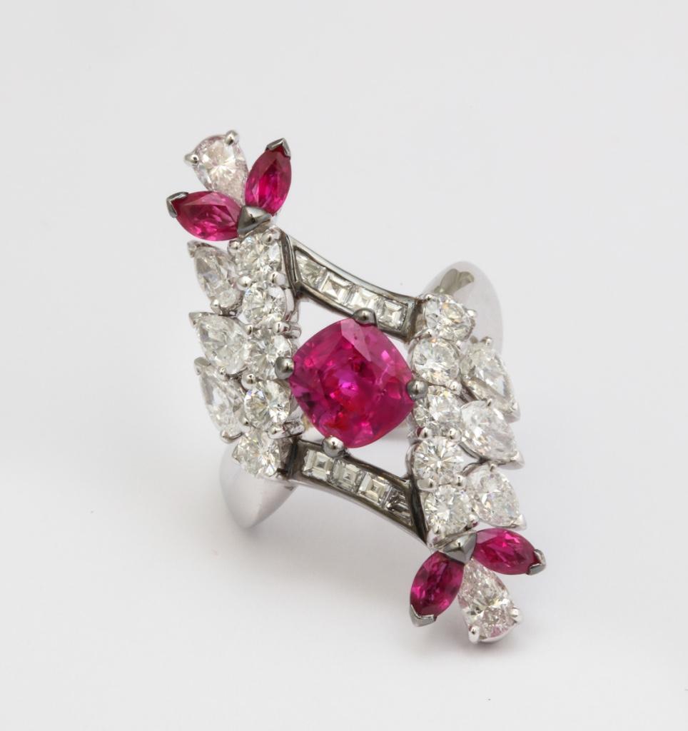 Mouawad Ruby Diamond Necklace Bracelet Ring Earrings Suite For Sale 2