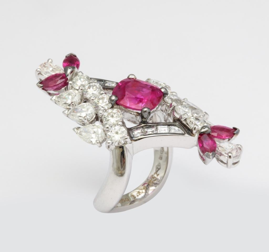 Mouawad Ruby Diamond Necklace Bracelet Ring Earrings Suite For Sale 3