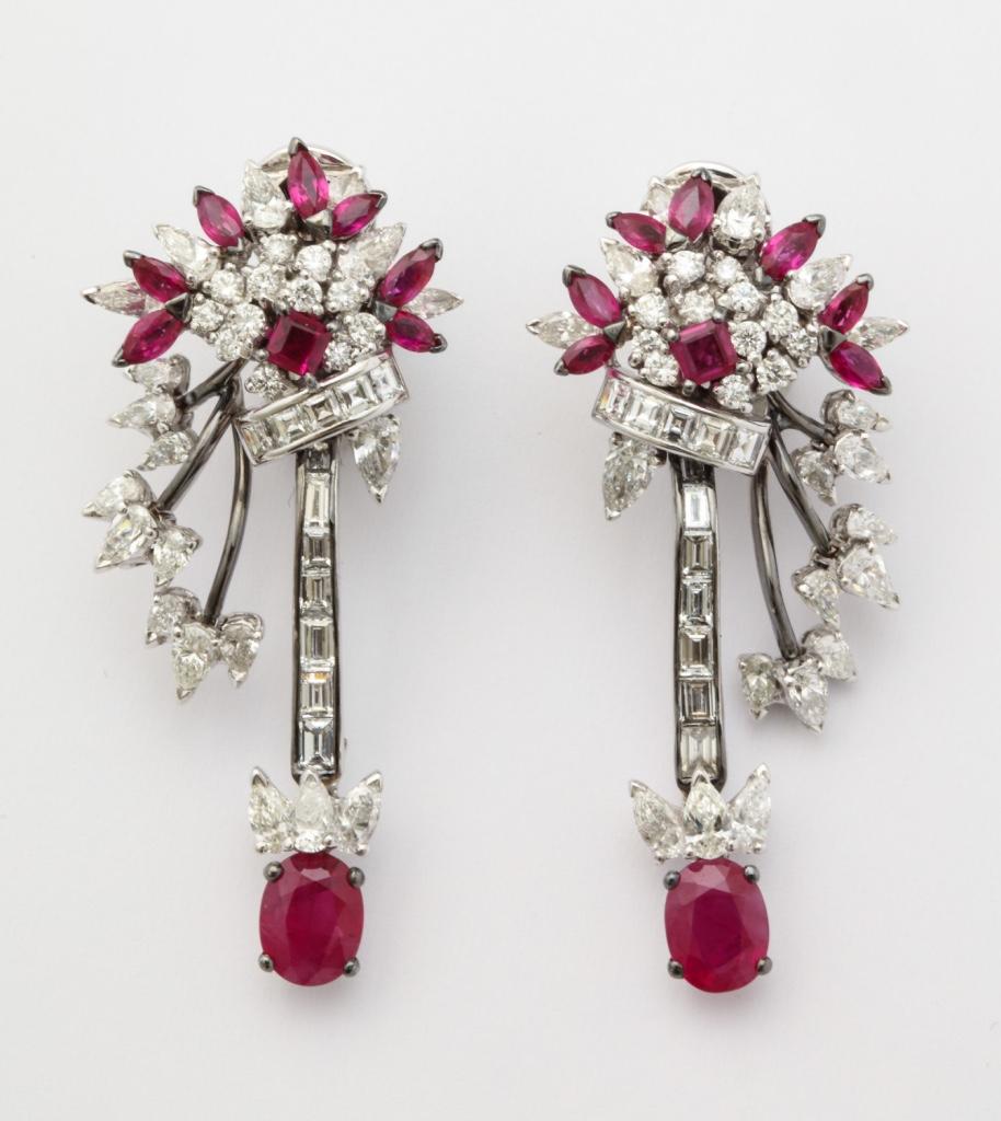 Mouawad Ruby Diamond Necklace Bracelet Ring Earrings Suite en vente 2
