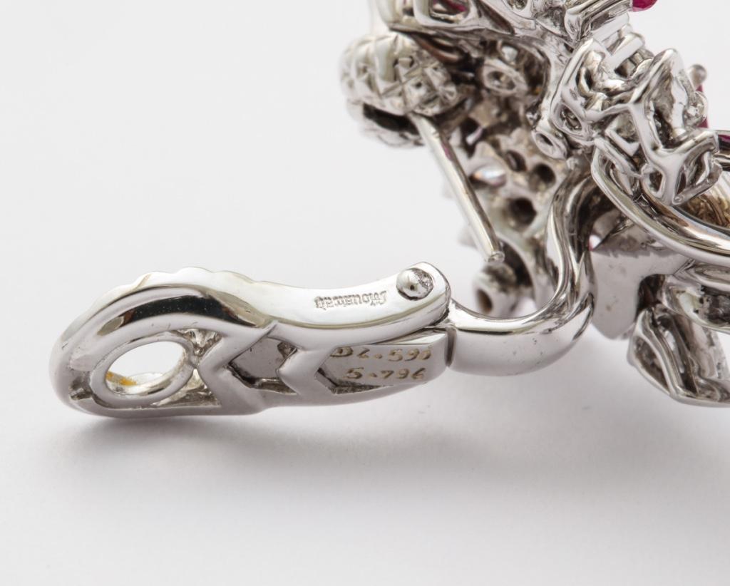 Women's Mouawad Ruby Diamond Necklace Bracelet Ring Earrings Suite For Sale