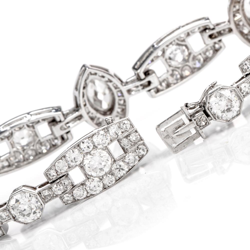 Marquise Cut Mouawad Vintage Magnificent 16.02 Carats Diamond 18K White Gold Deco Bracelet