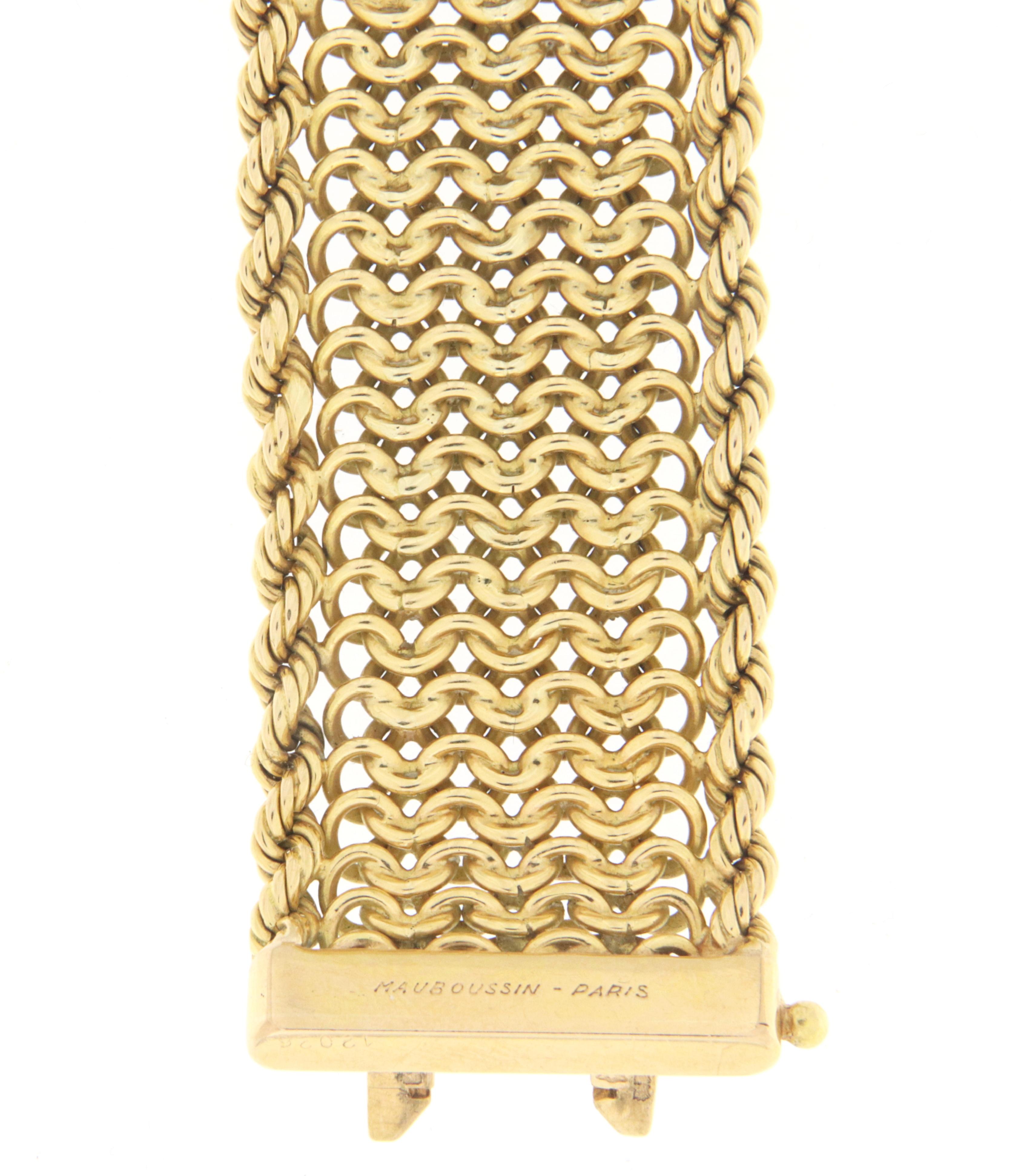 Women's Mouboussin Diamonds 18 Karat Yellow Gold Cuff Bracelet