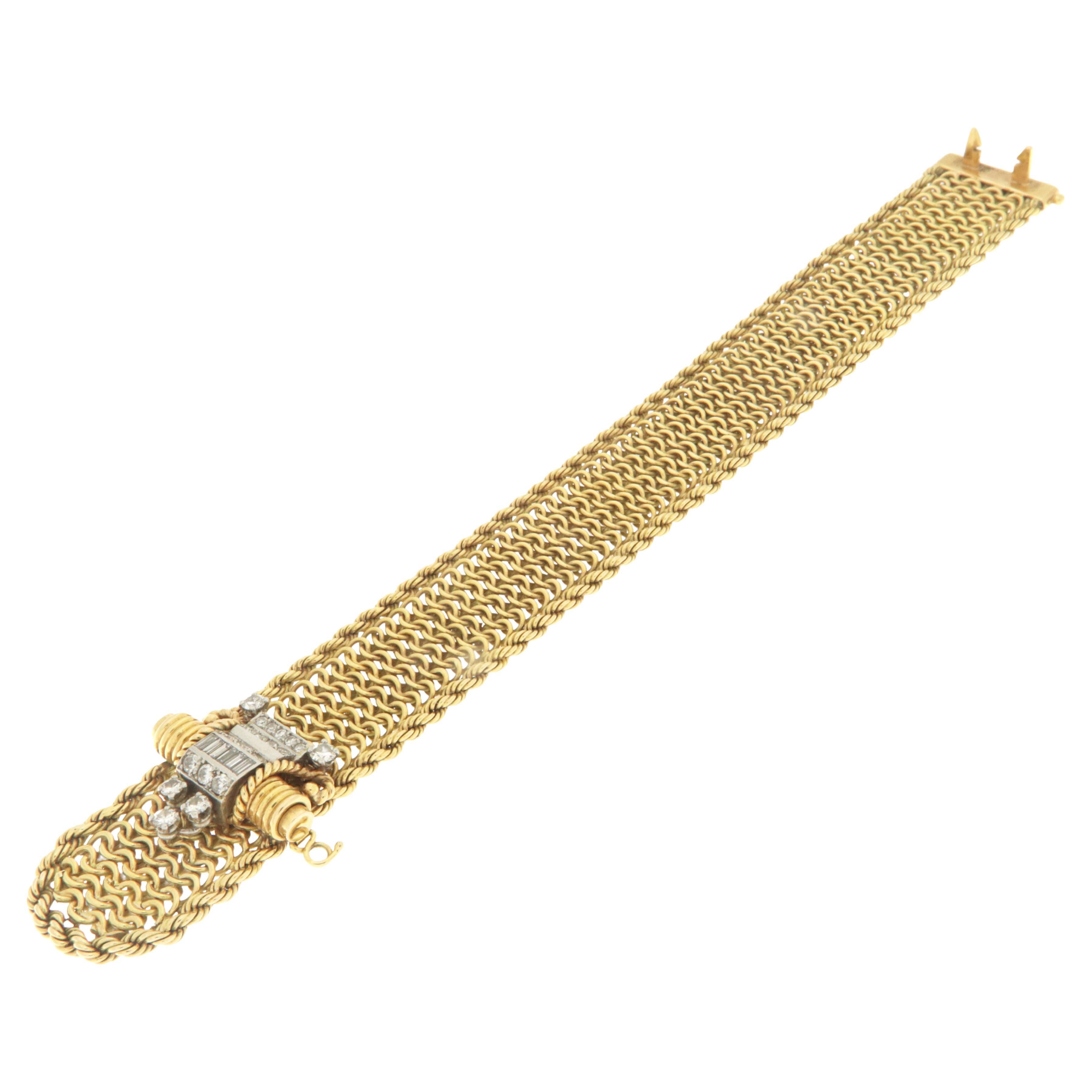 Mouboussin Diamonds 18 Karat Yellow Gold Cuff Bracelet