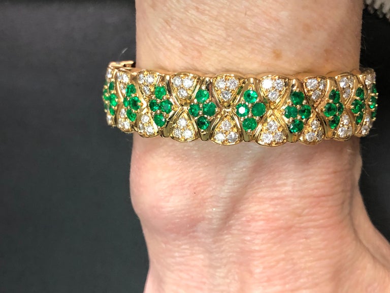 Brilliant Cut Mouboussin Emerald and Diamond Watch and Bracelet For Sale