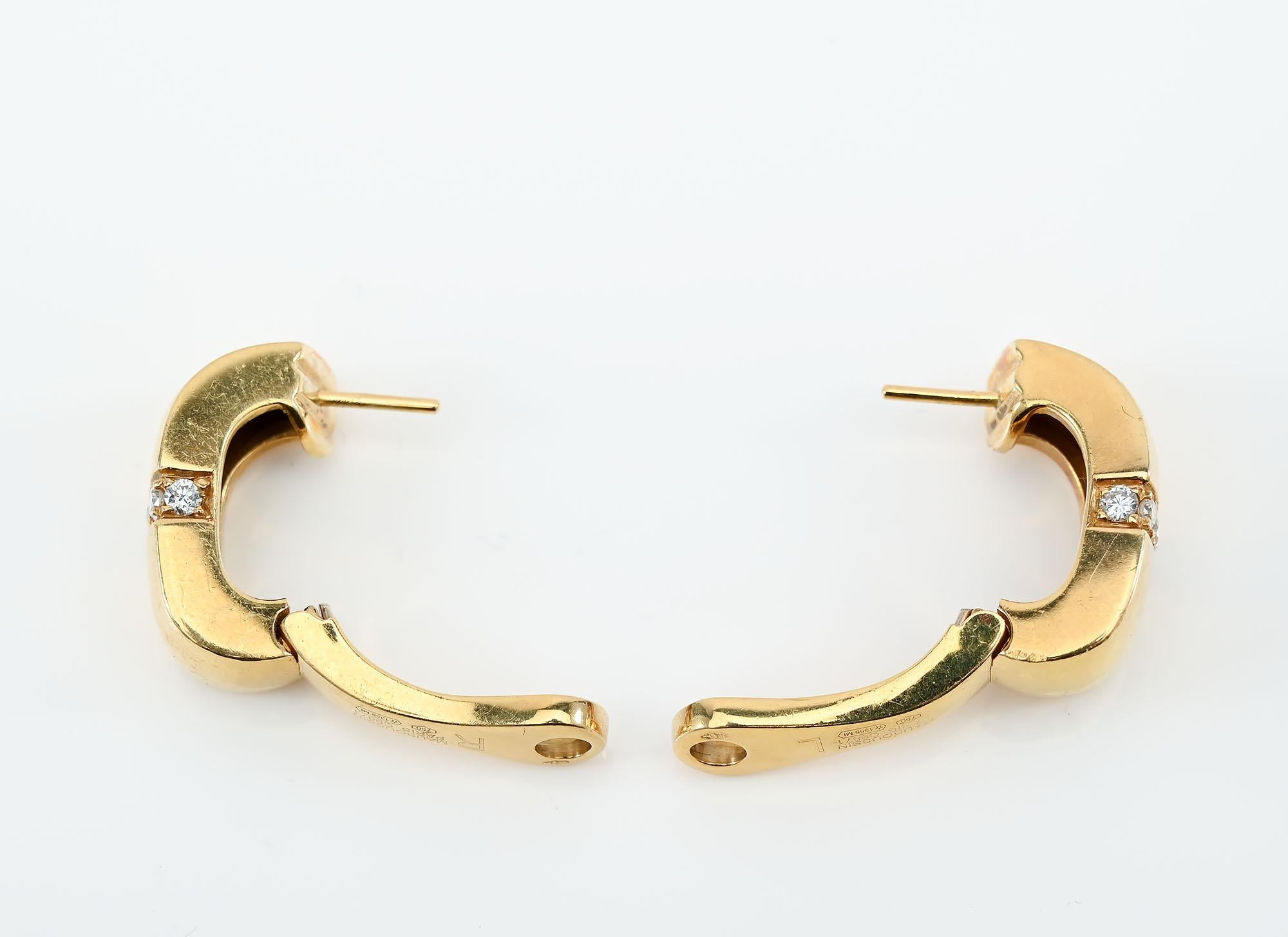Contemporary Mouboussin Gold and Diamond Half Hoop Earrings For Sale
