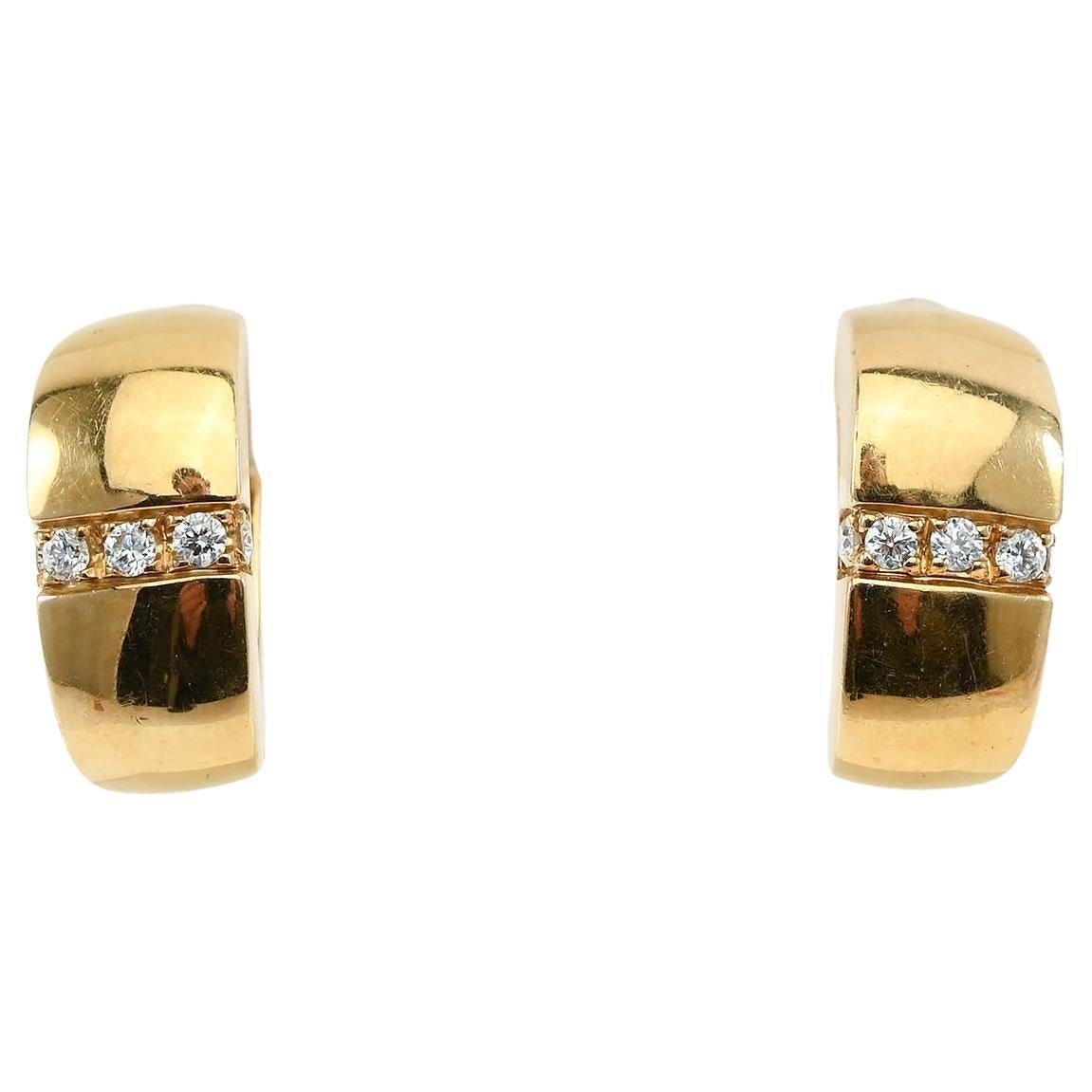 Mouboussin Gold and Diamond Half Hoop Earrings