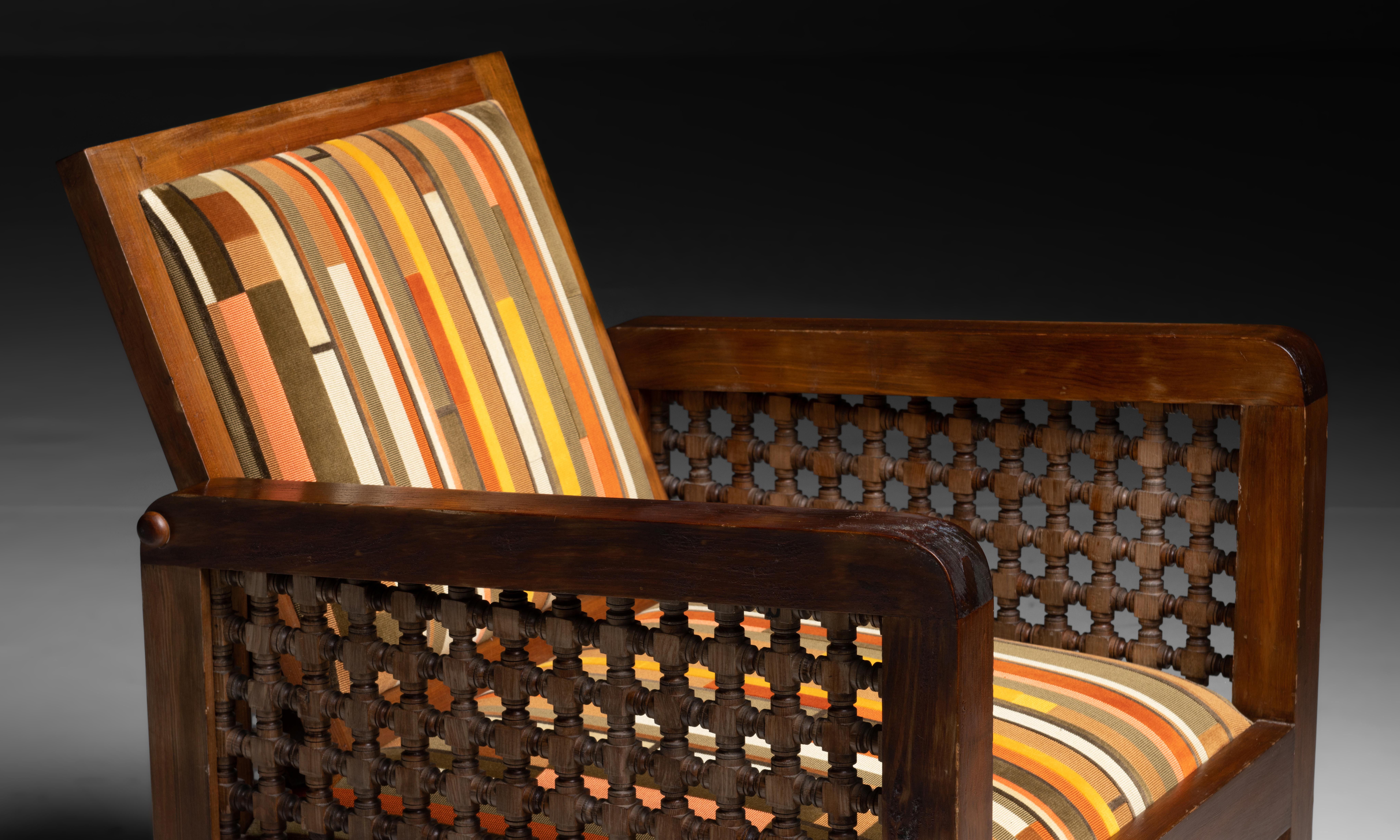 French Moucharabieh Armchairs, France, circa 1970