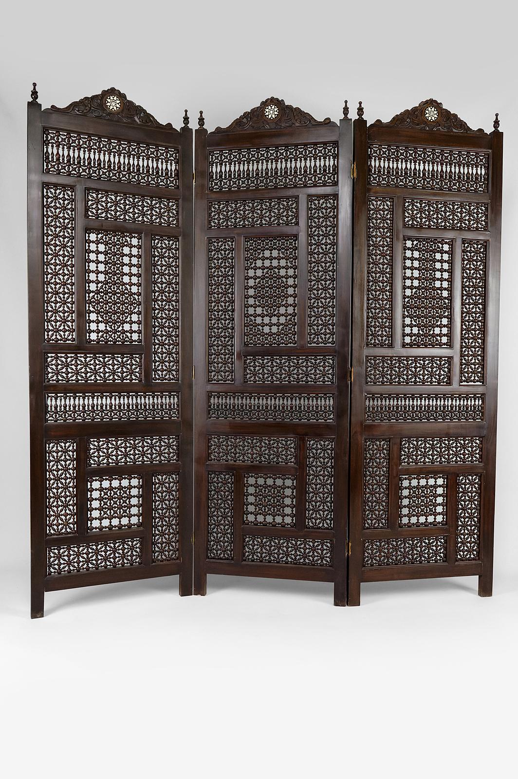 Egyptian Moucharabieh folding screen / room divider / paravent, Egypt, 19th Century