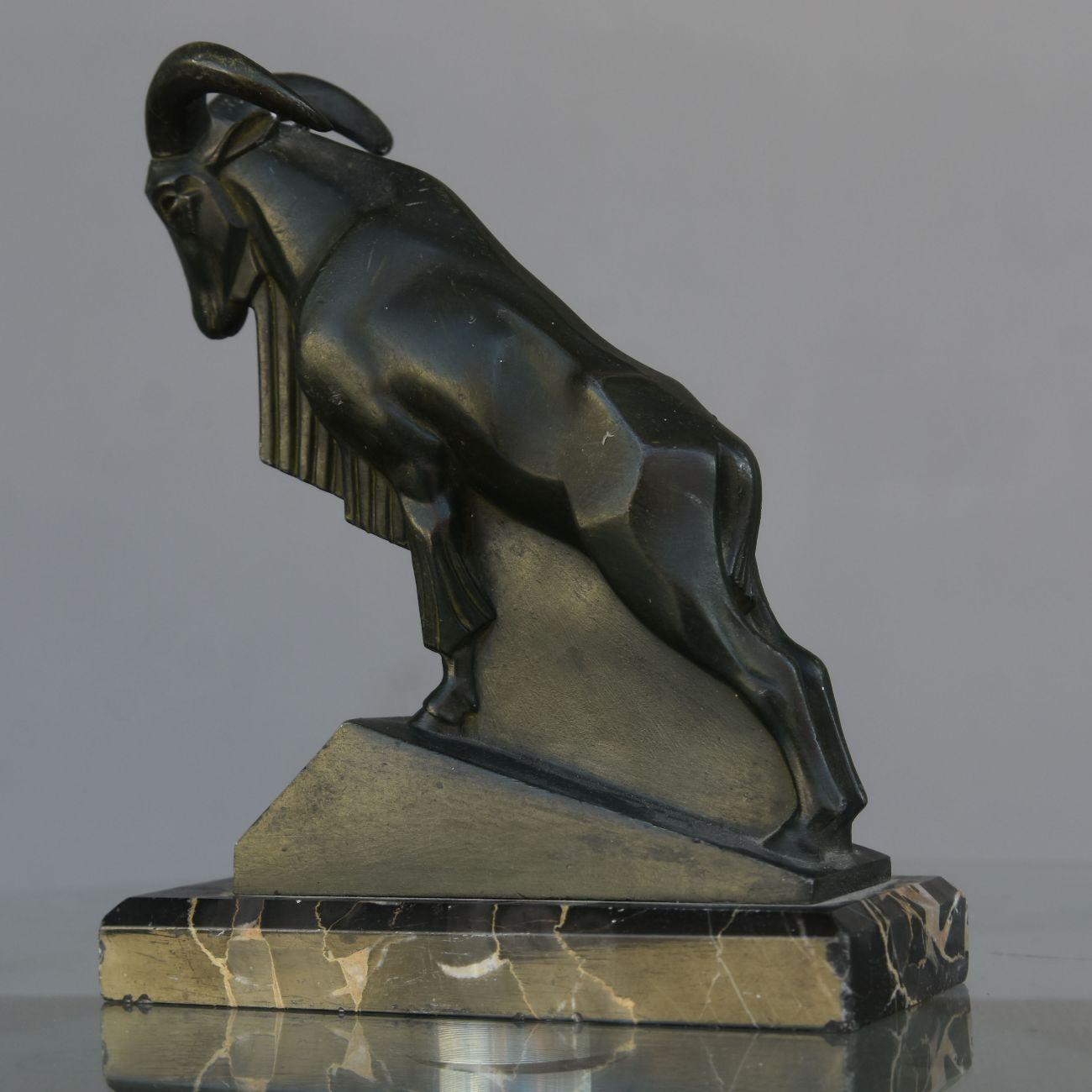 Mid-20th Century Mouflon in Spelter Patinated by Le Verrier