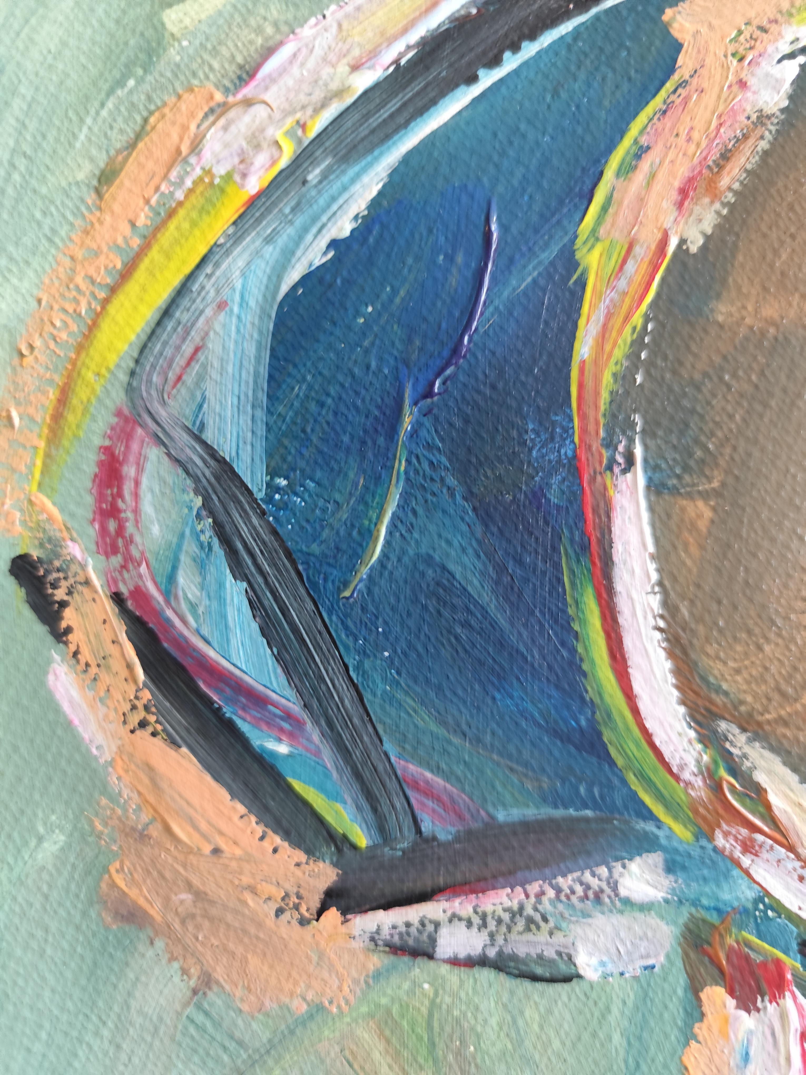 Abstract Expressionist figurative portrait acrylic on paper 
