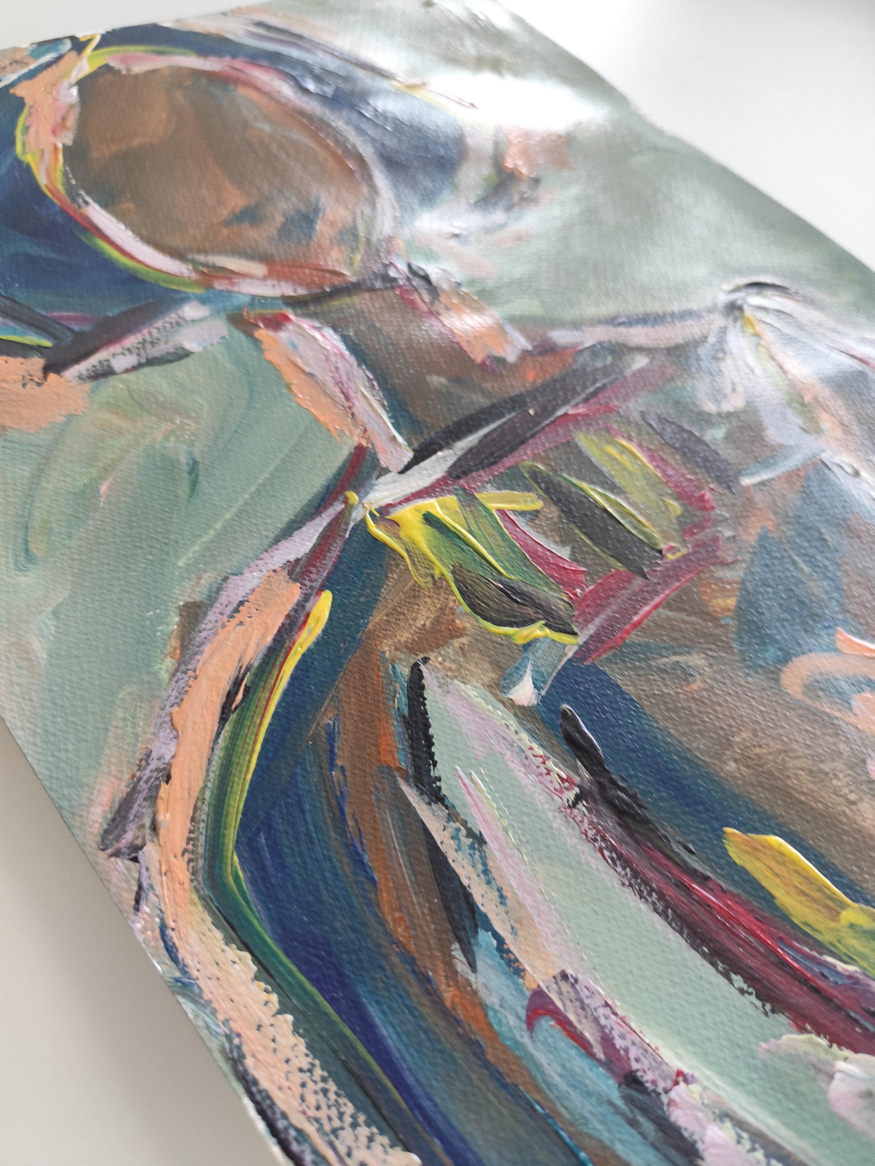 Abstract Expressionist figurative portrait acrylic on paper 