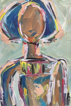 Abstract Expressionist figurative portrait acrylic on paper "Graceful spirit"