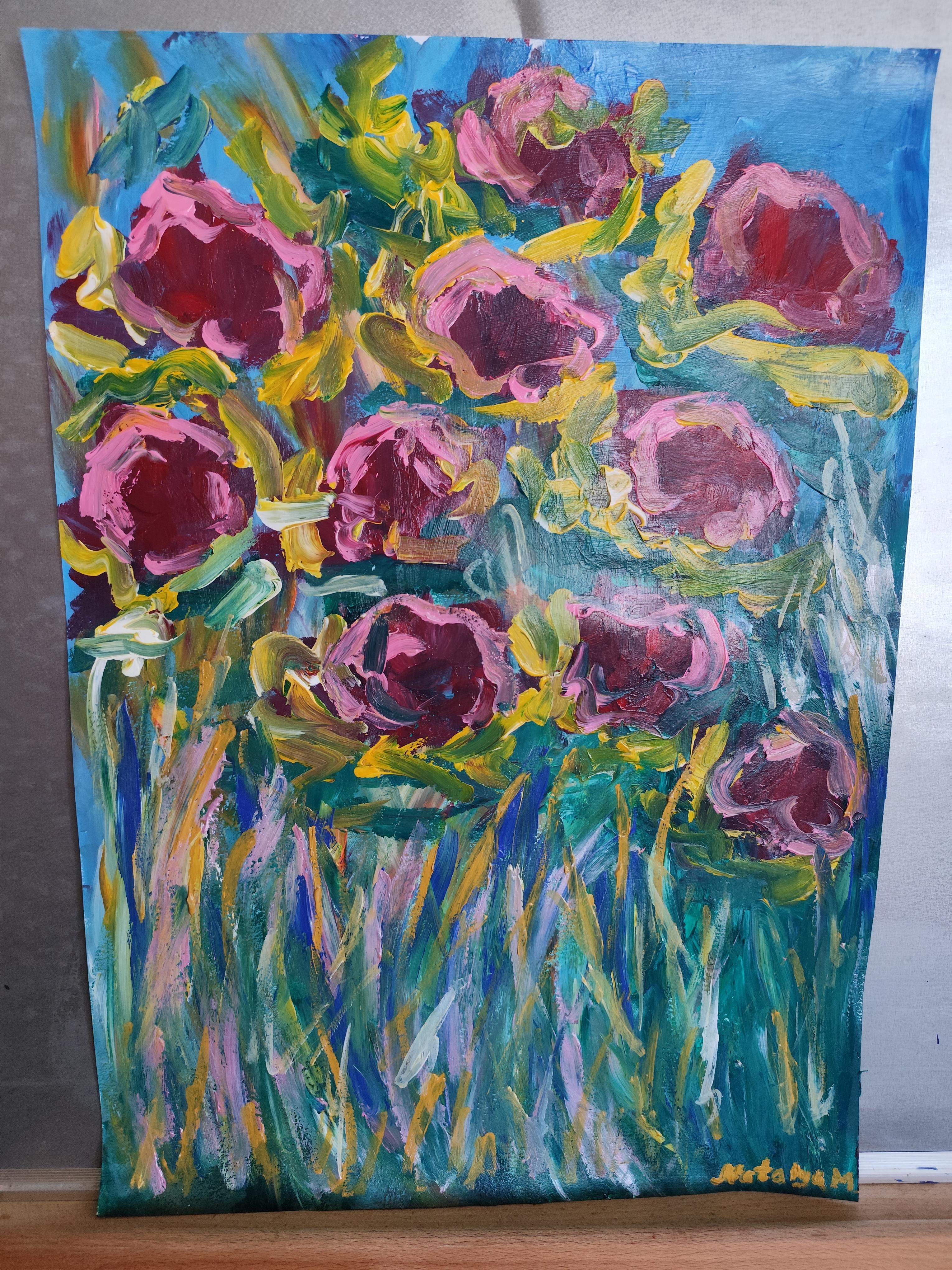 Abstract Expressionist impressionist floral paper 