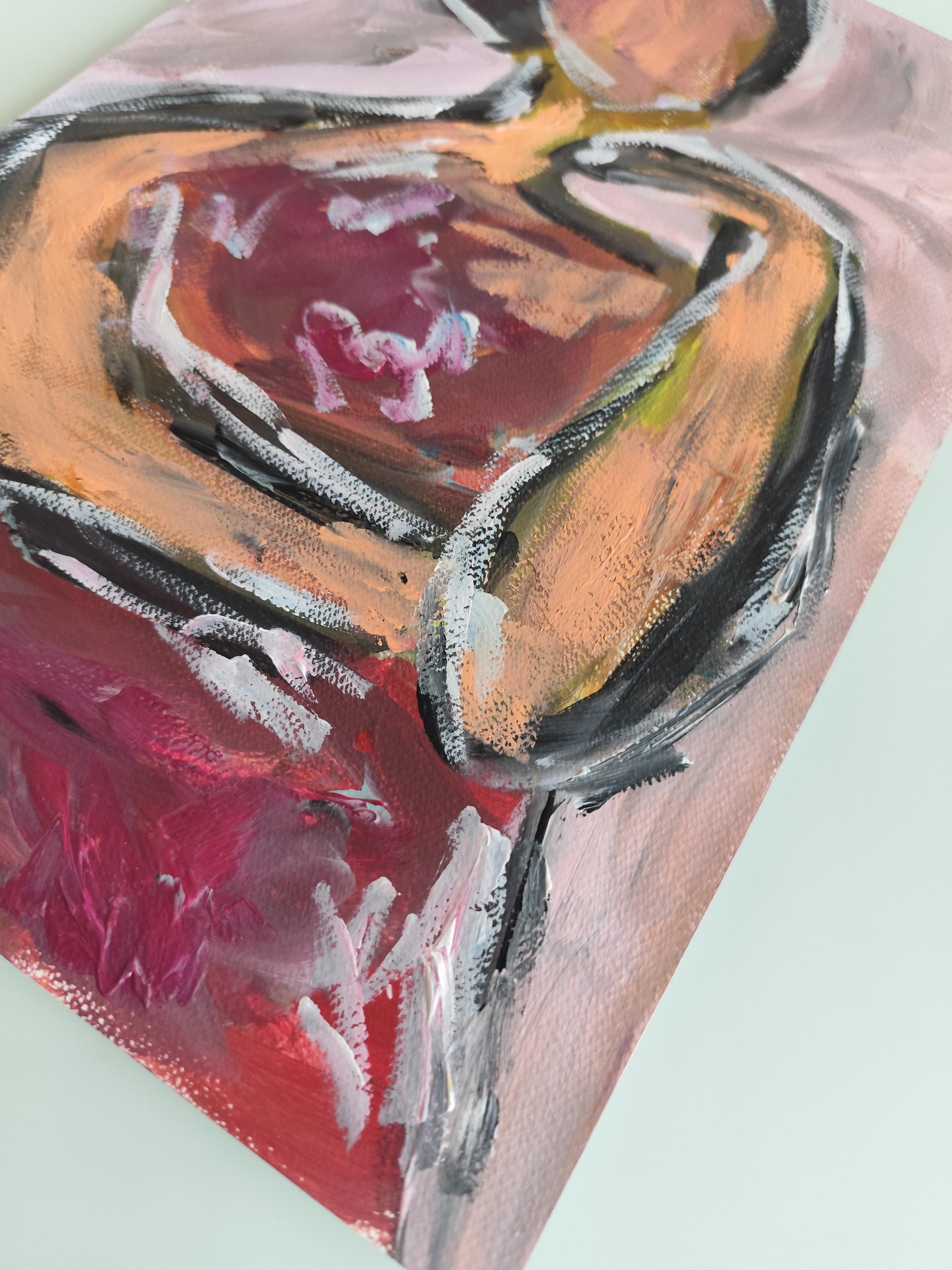 Abstract Expressionist impressionist portrait  of a woman on paper 