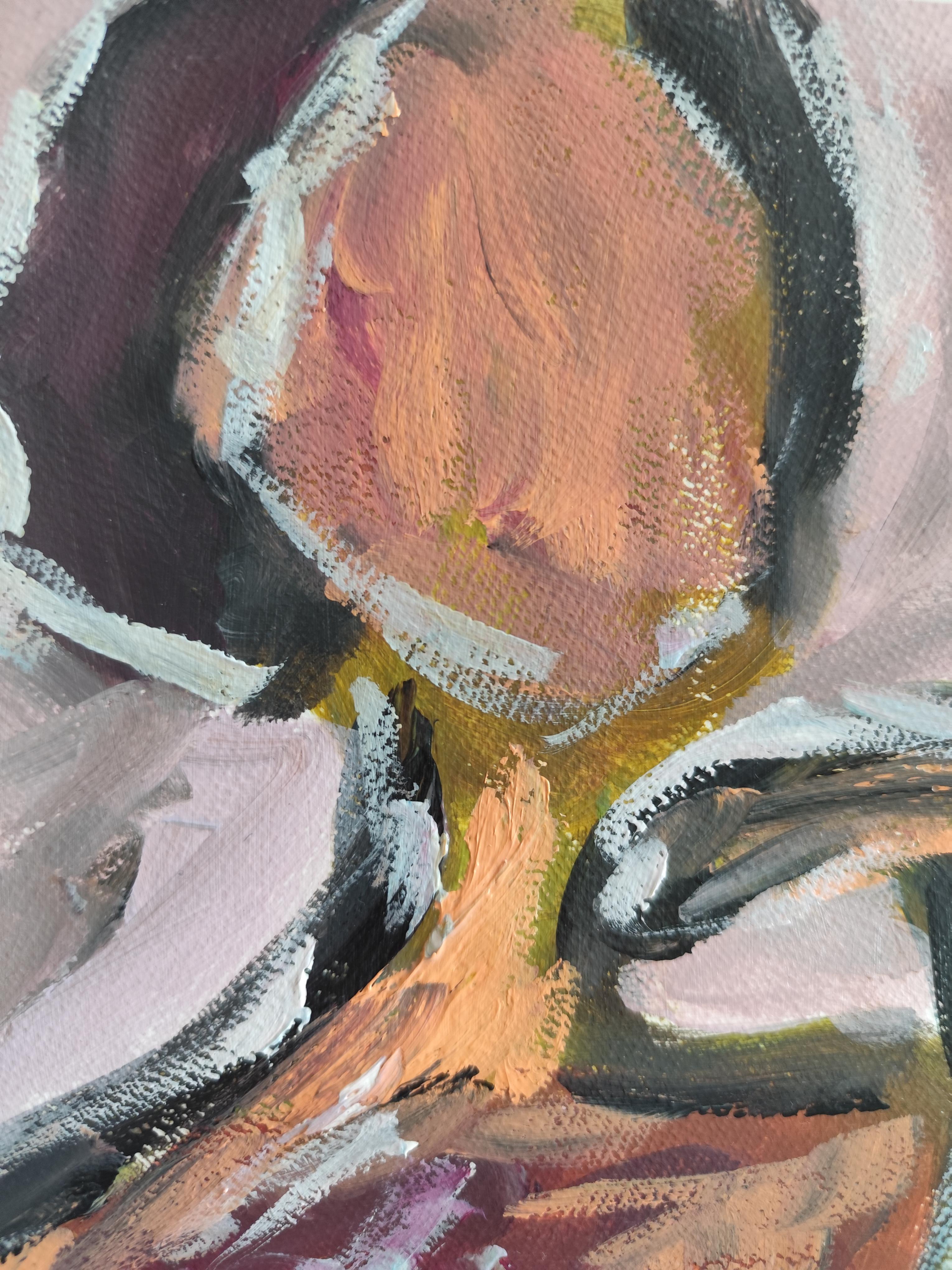 Abstract Expressionist impressionist portrait  of a woman on paper 