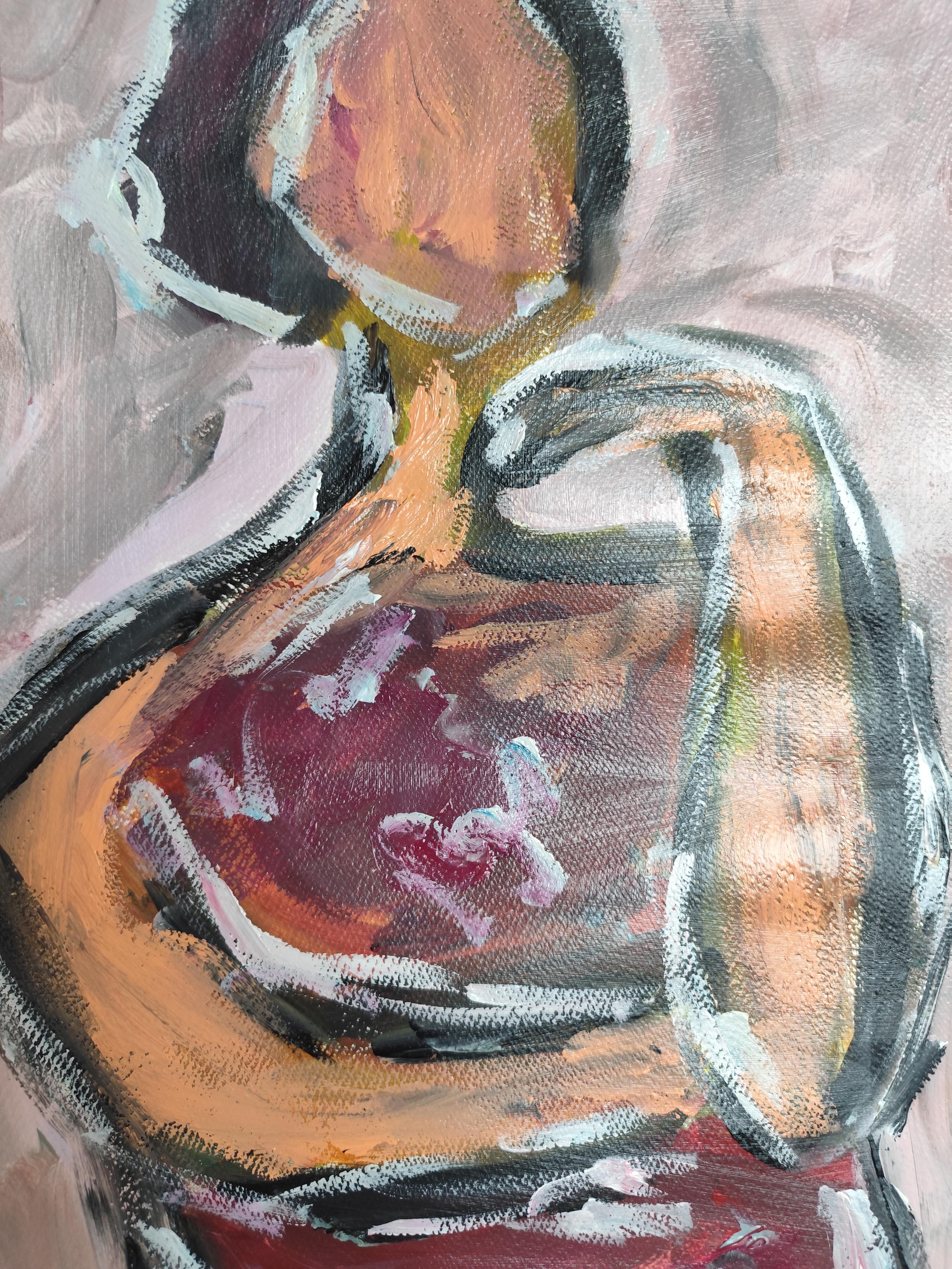 Abstract Expressionist impressionist portrait  of a woman on paper 