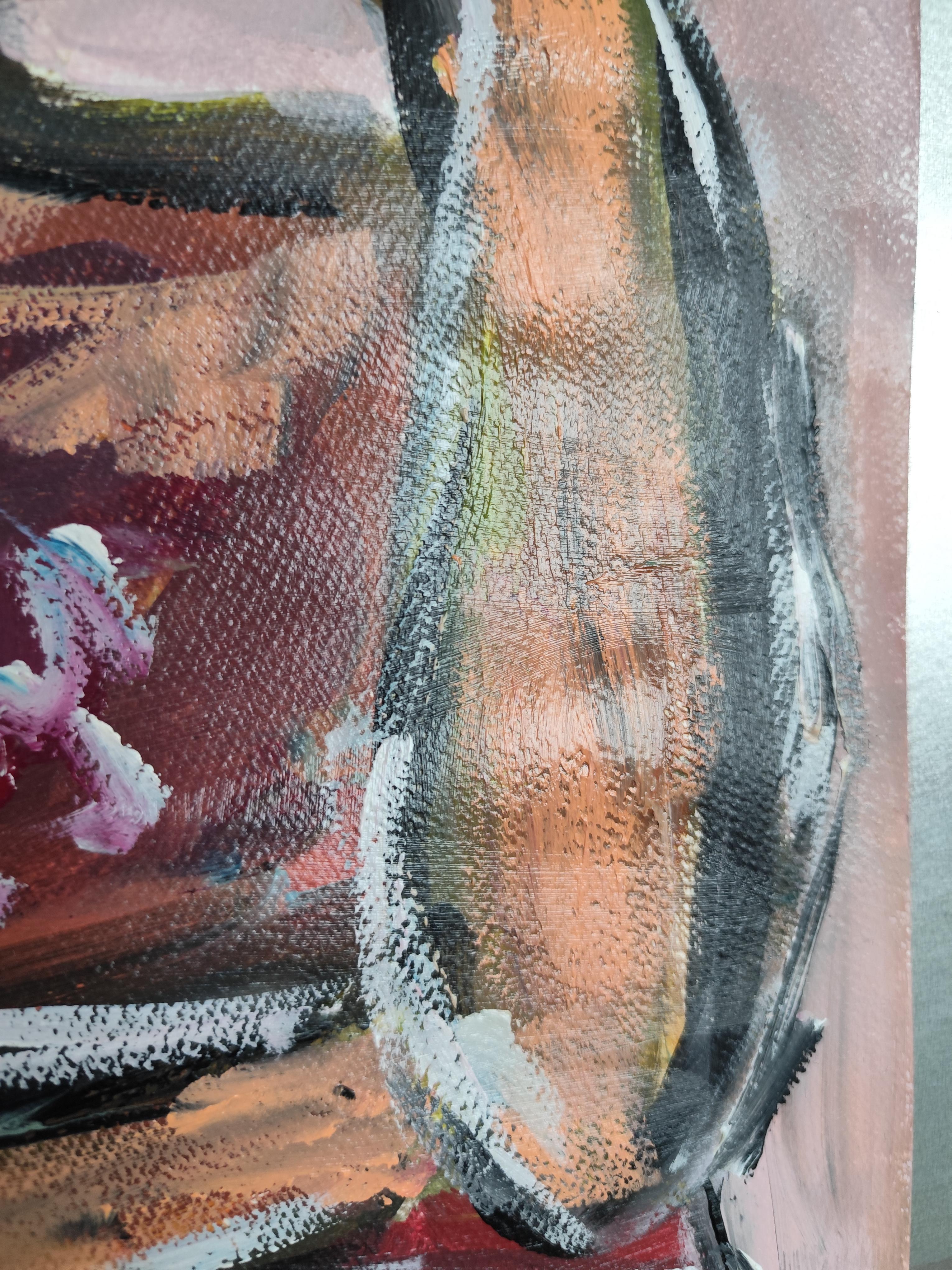 Abstract Expressionist impressionist portrait  of a woman on paper 