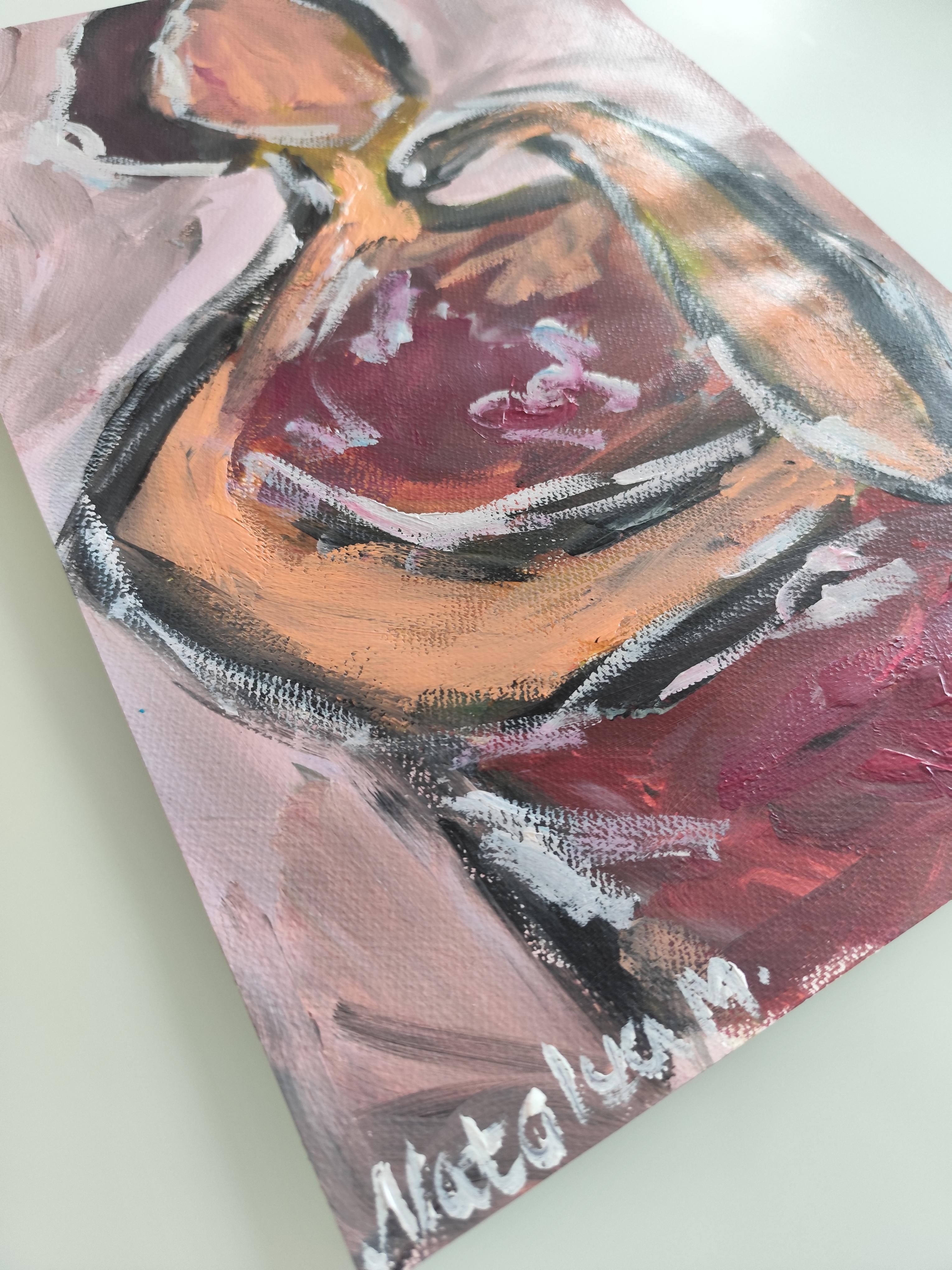 Abstract Expressionist impressionist portrait  of a woman on paper 