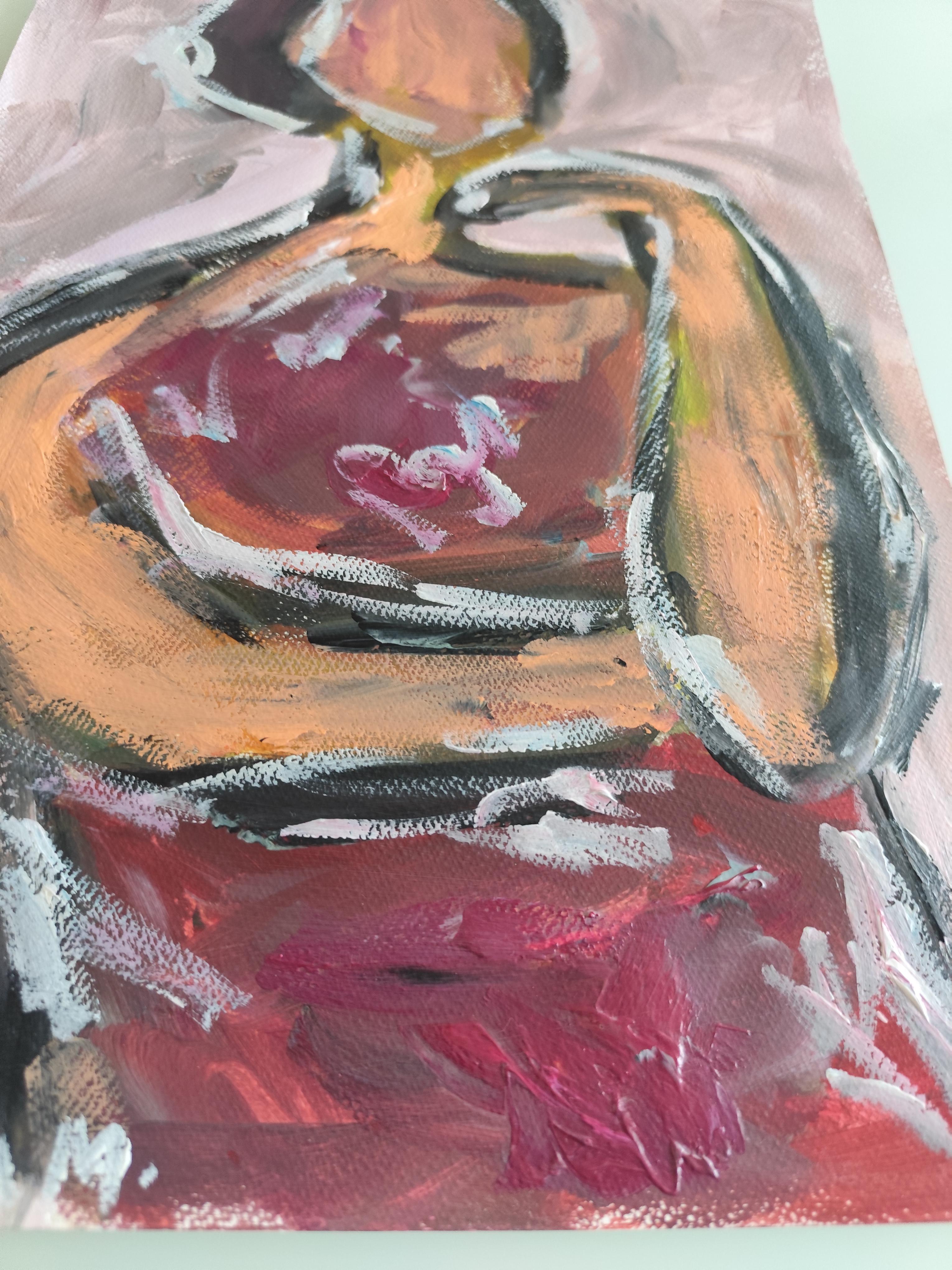 Abstract Expressionist impressionist portrait  of a woman on paper 