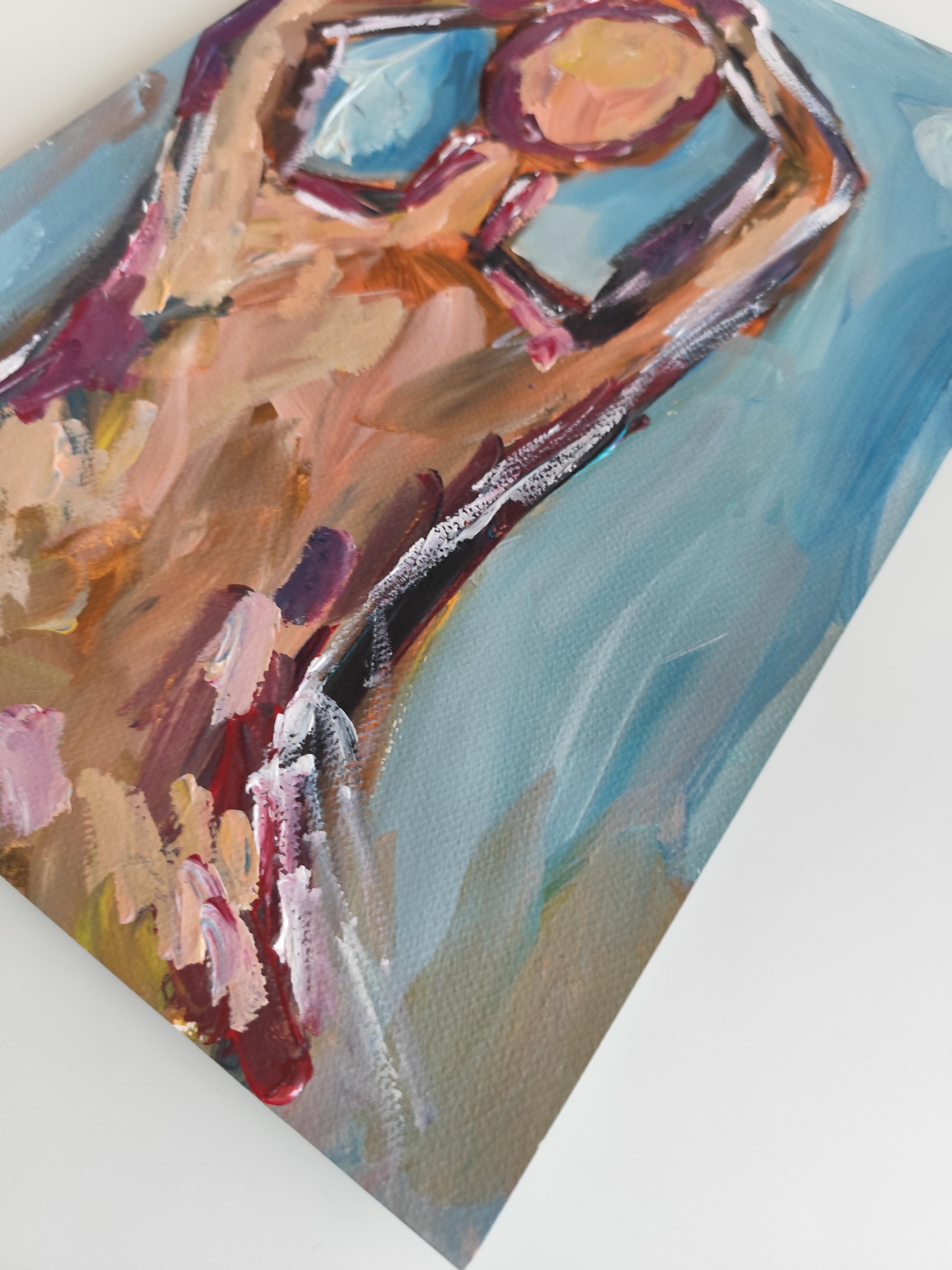 Abstract Expressionist impressionist portrait  of a woman on paper 