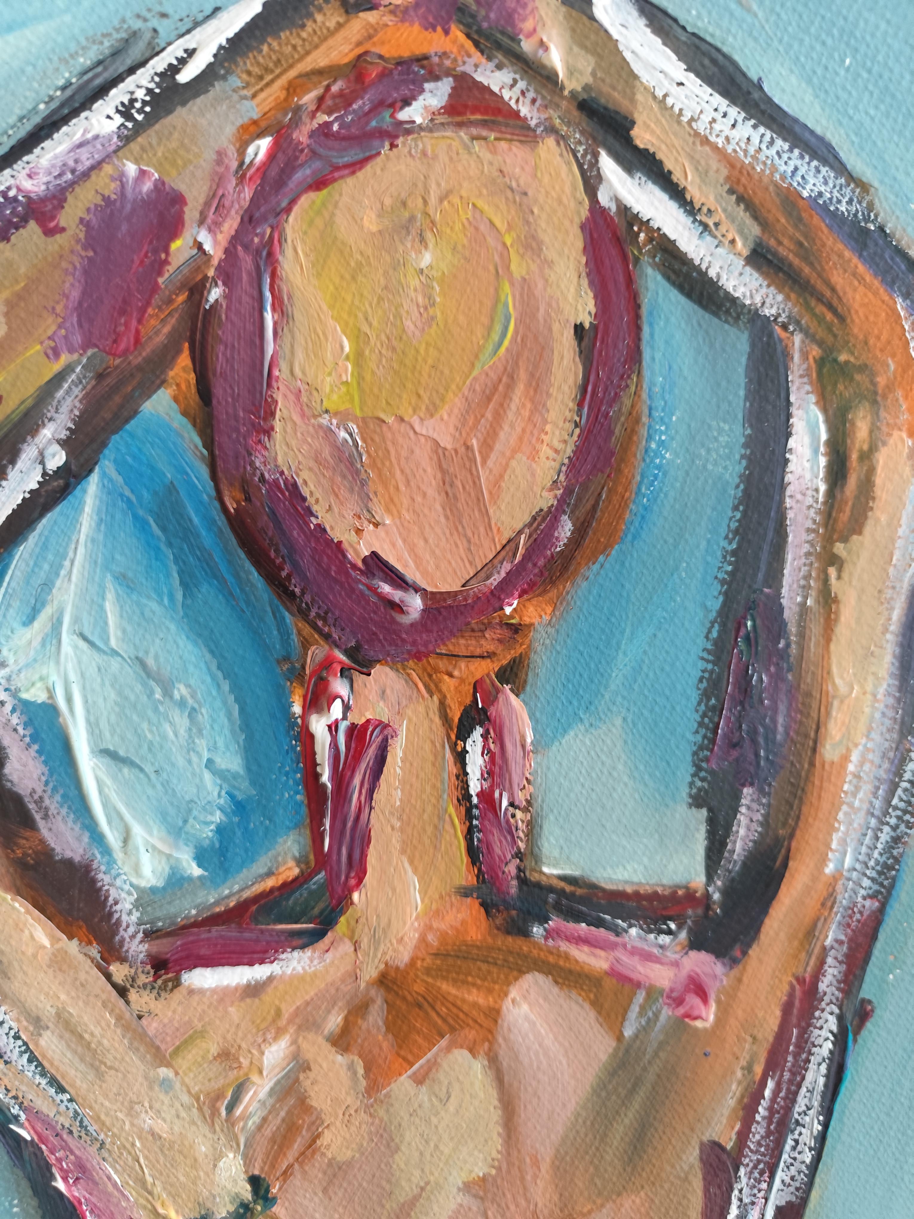 Abstract Expressionist impressionist portrait  of a woman on paper 