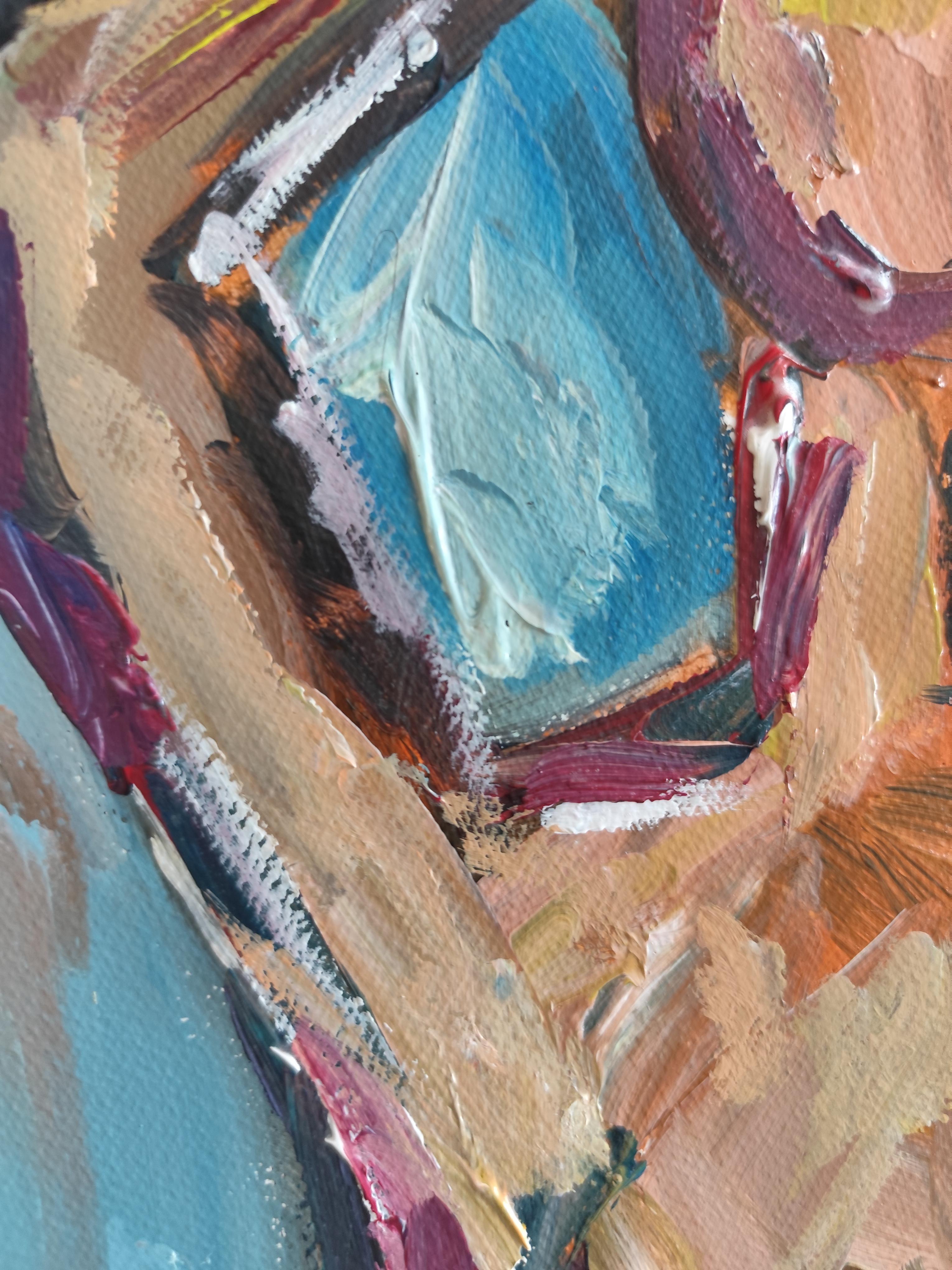 Abstract Expressionist impressionist portrait  of a woman on paper 