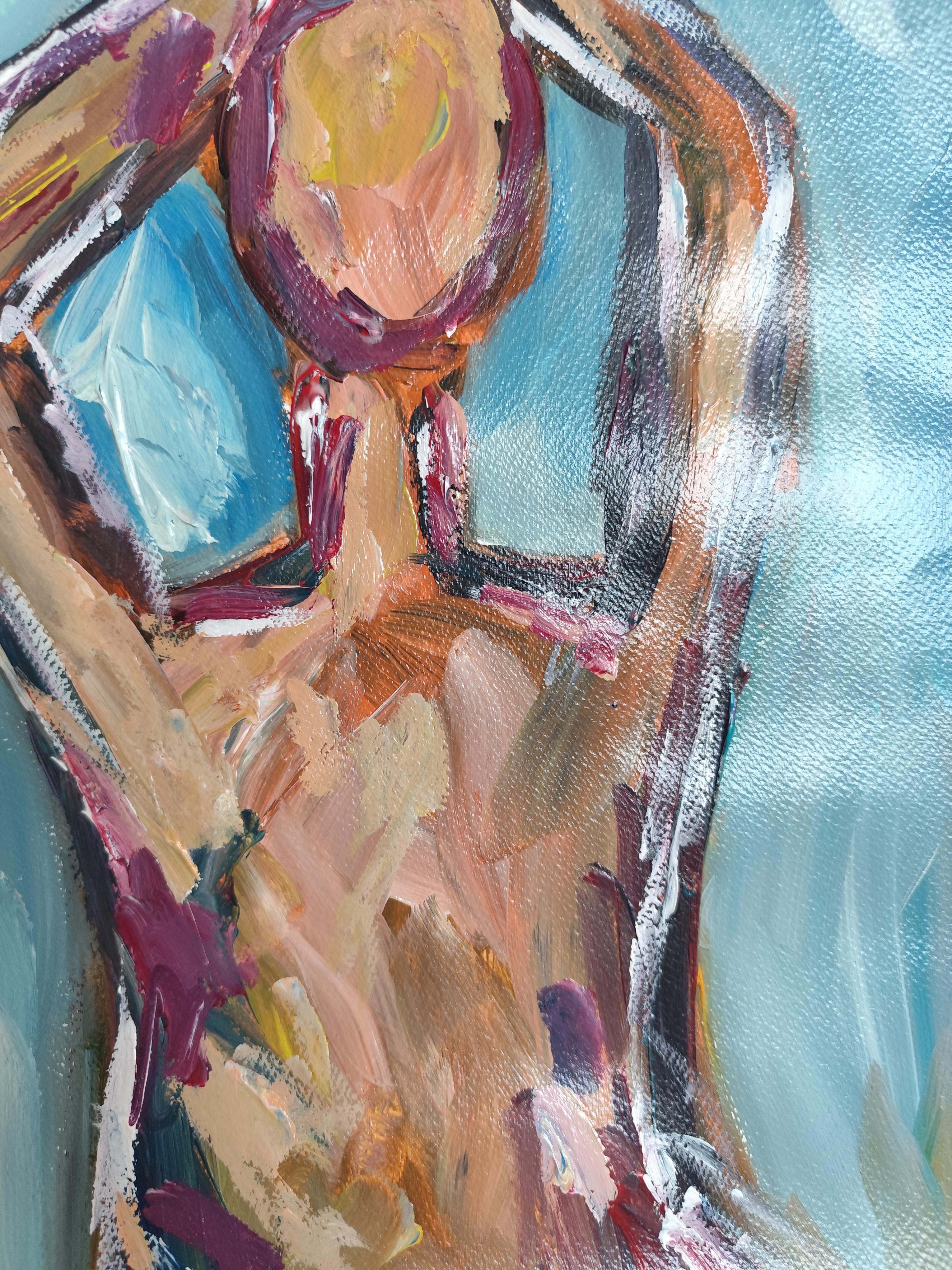 Abstract Expressionist impressionist portrait  of a woman on paper 