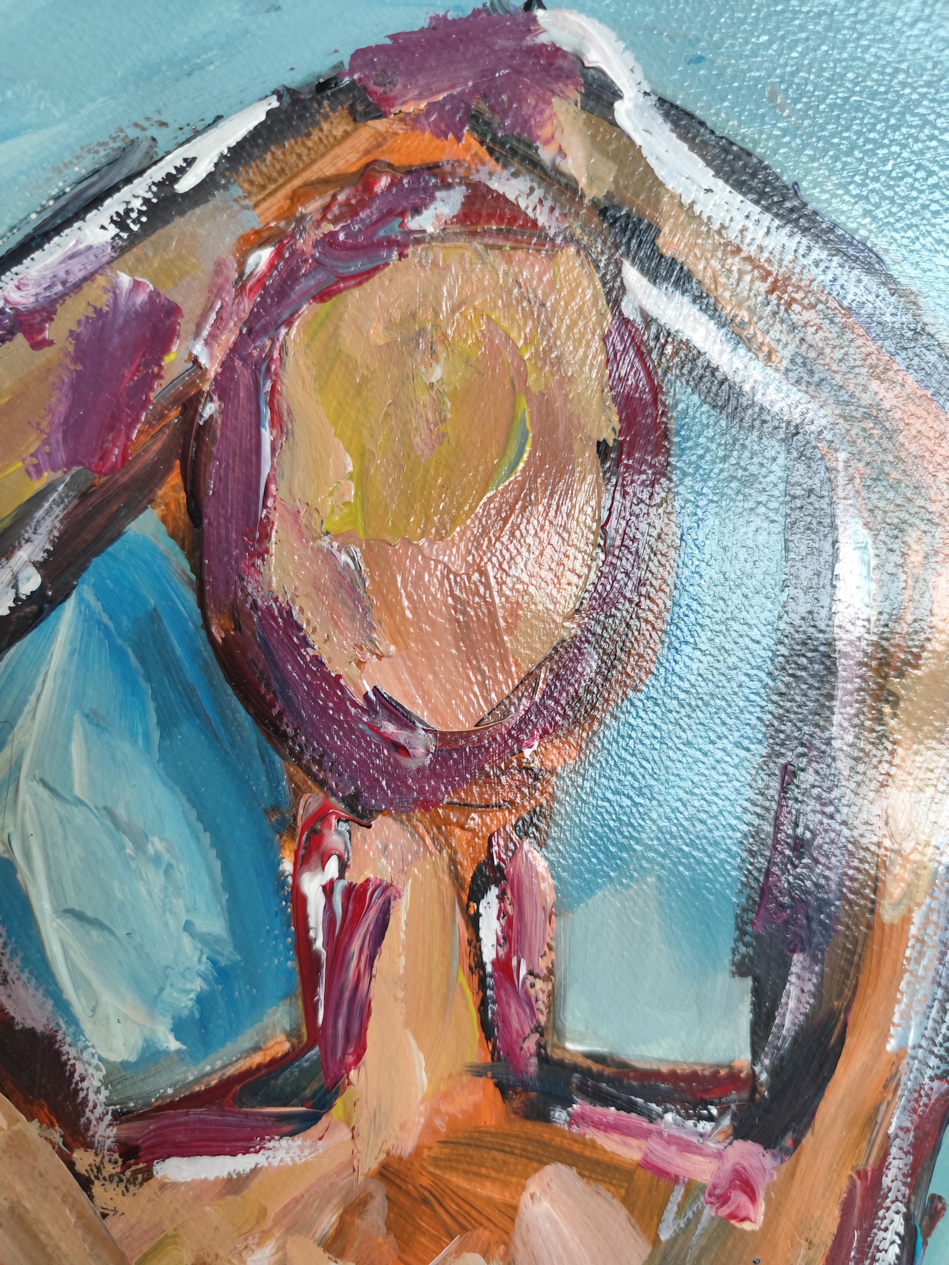 Abstract Expressionist impressionist portrait  of a woman on paper 