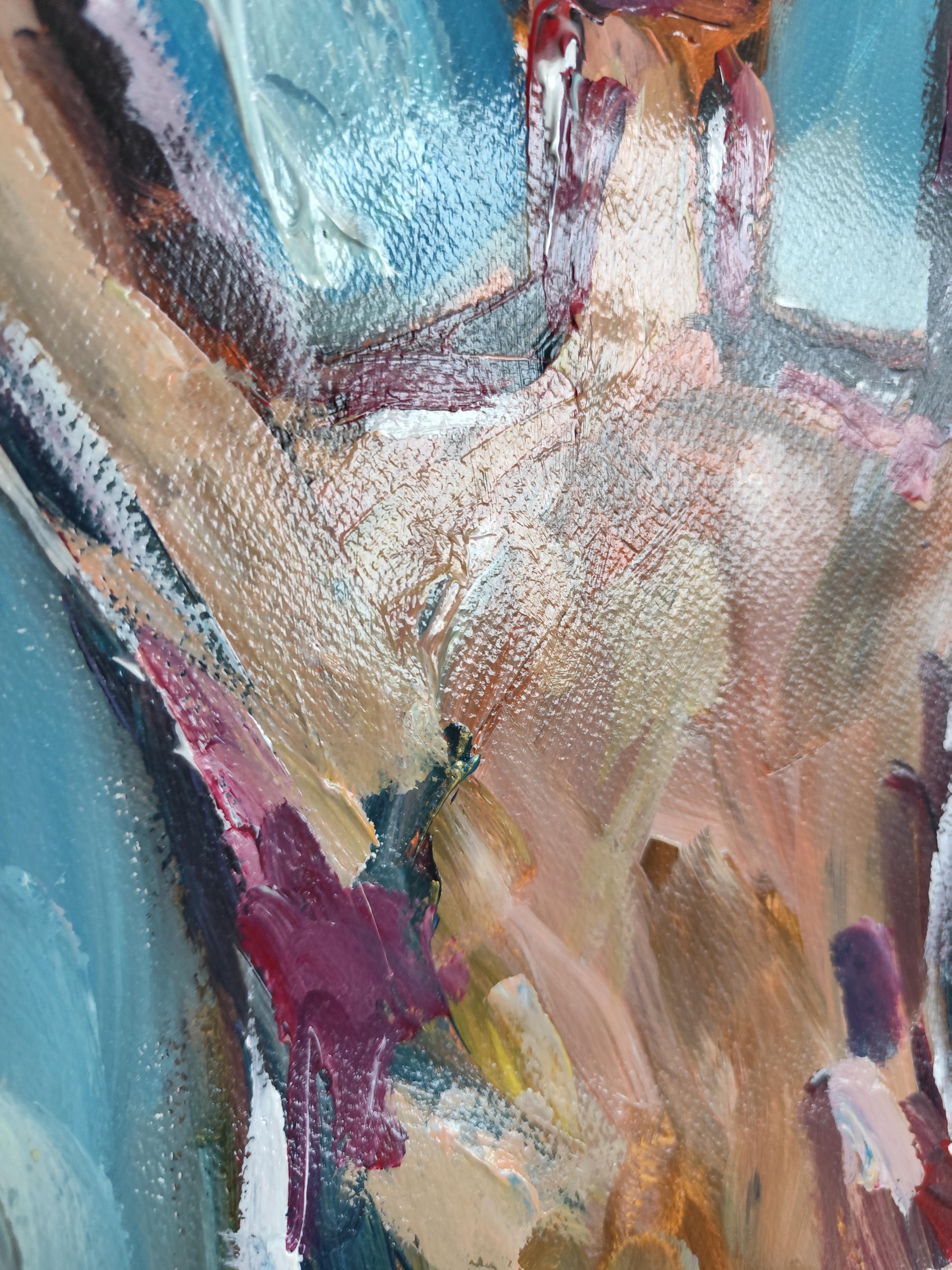 Abstract Expressionist impressionist portrait  of a woman on paper 