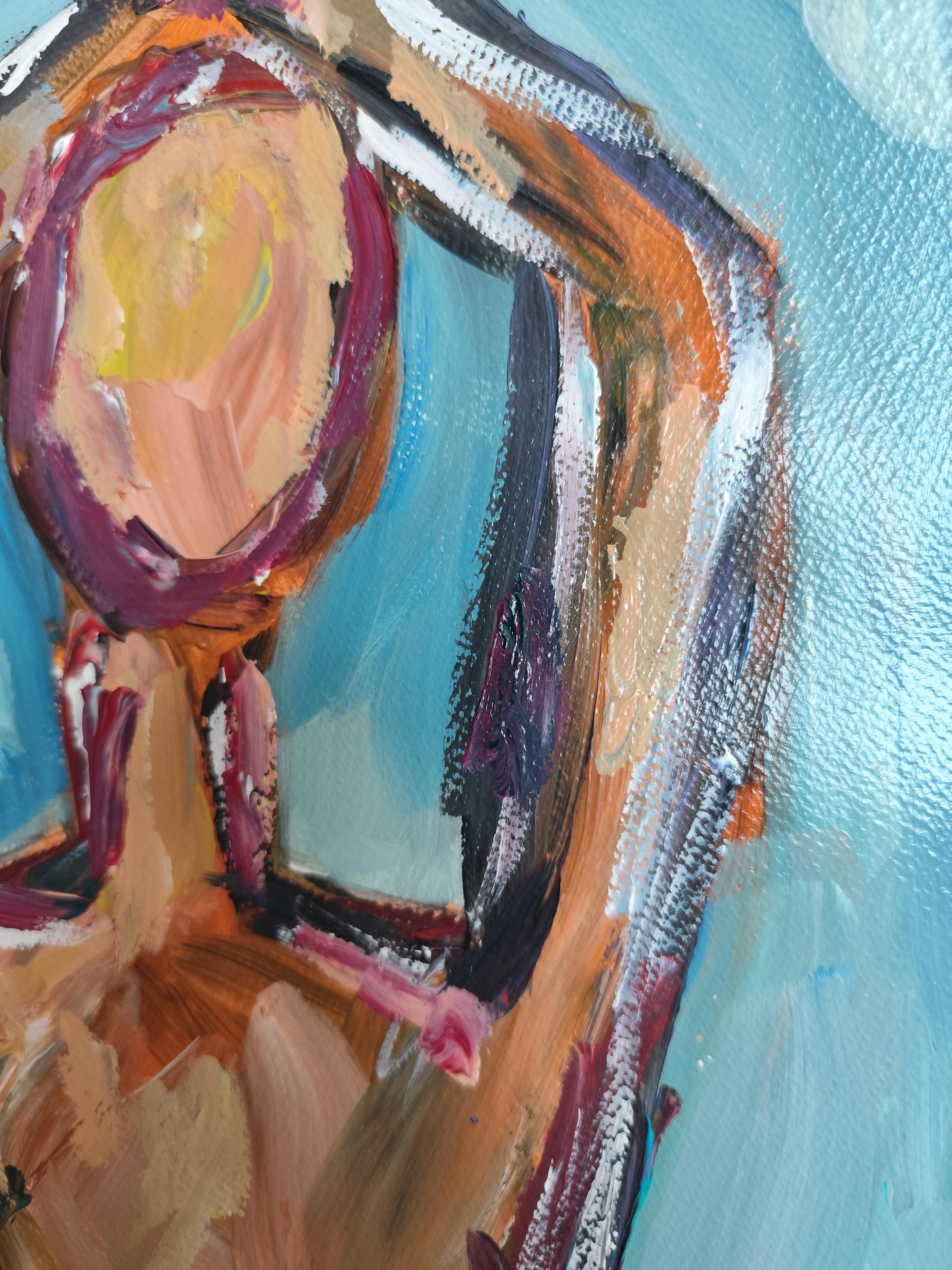 Abstract Expressionist impressionist portrait  of a woman on paper 