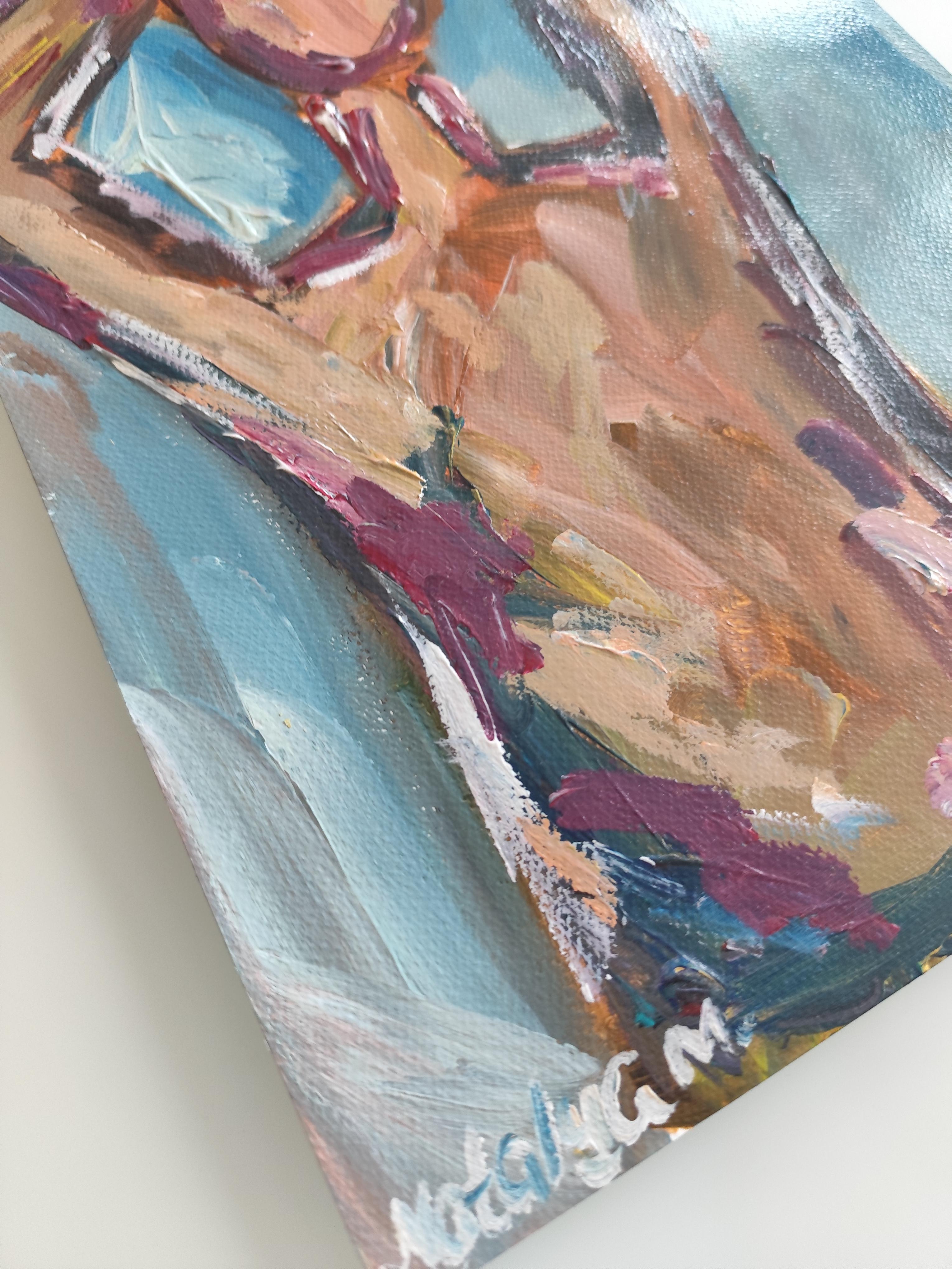 Abstract Expressionist impressionist portrait  of a woman on paper 