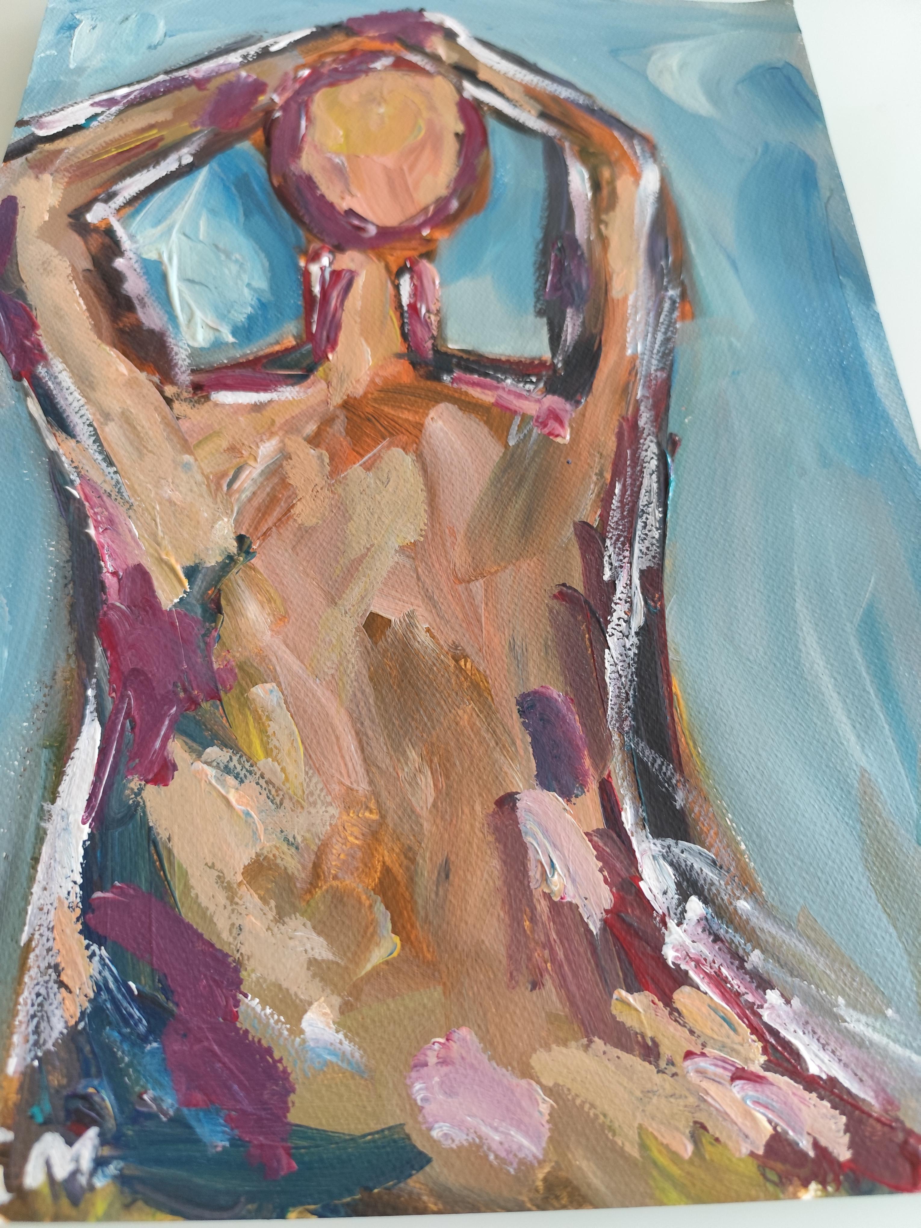 Abstract Expressionist impressionist portrait  of a woman on paper 