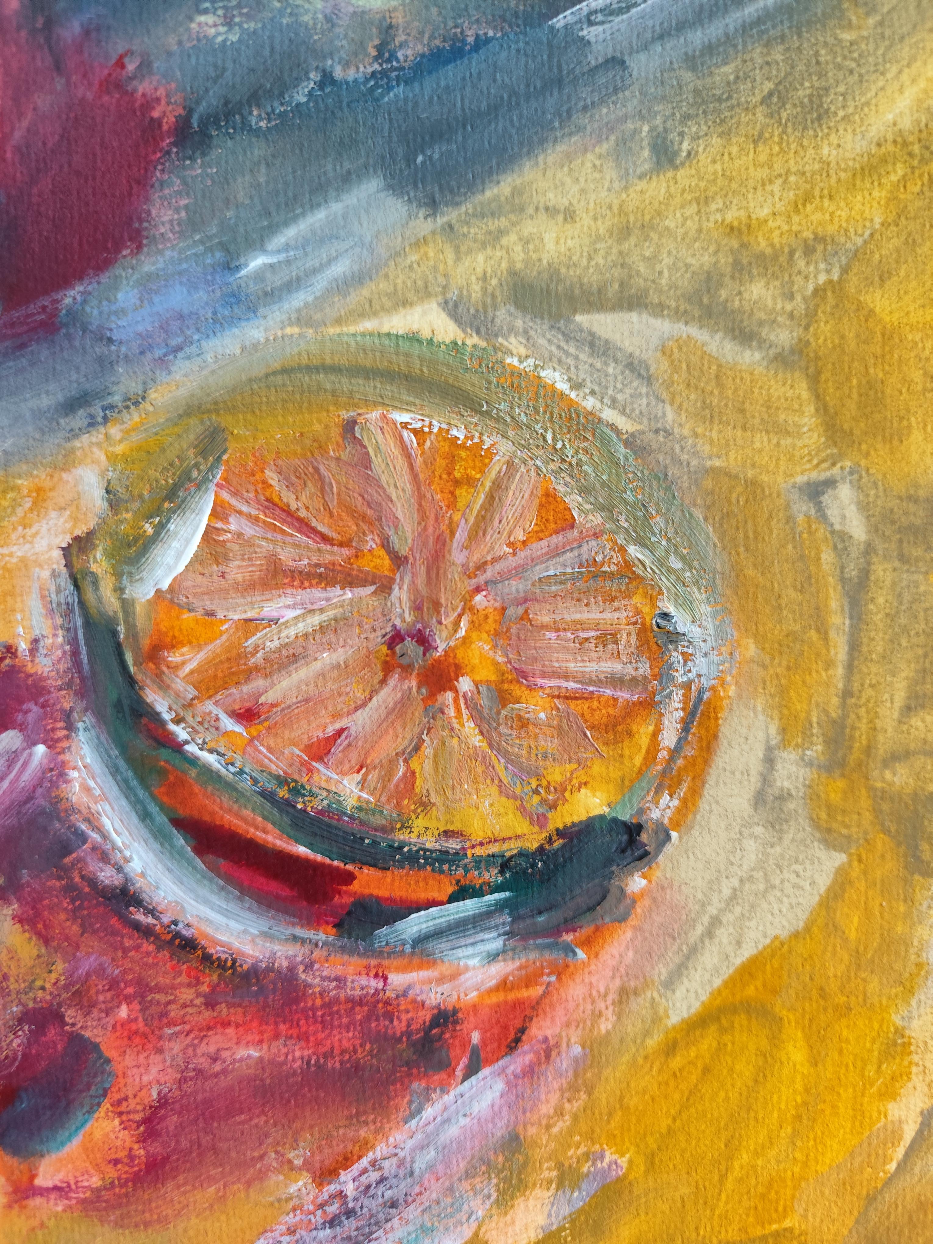 Abstract Expressionist impressionist still-life painting on paper 