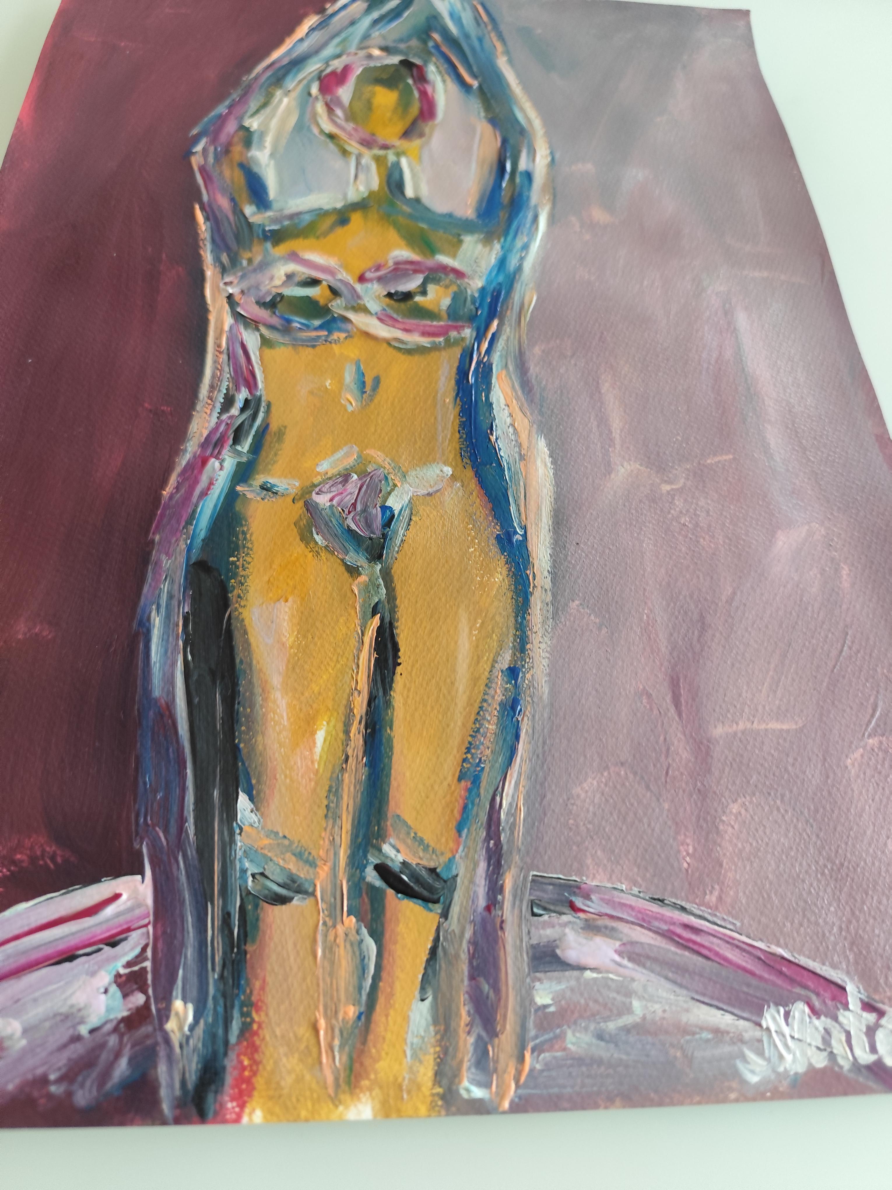 Abstrakter Expressionist impressionistischer Frauenkörper auf Papier 