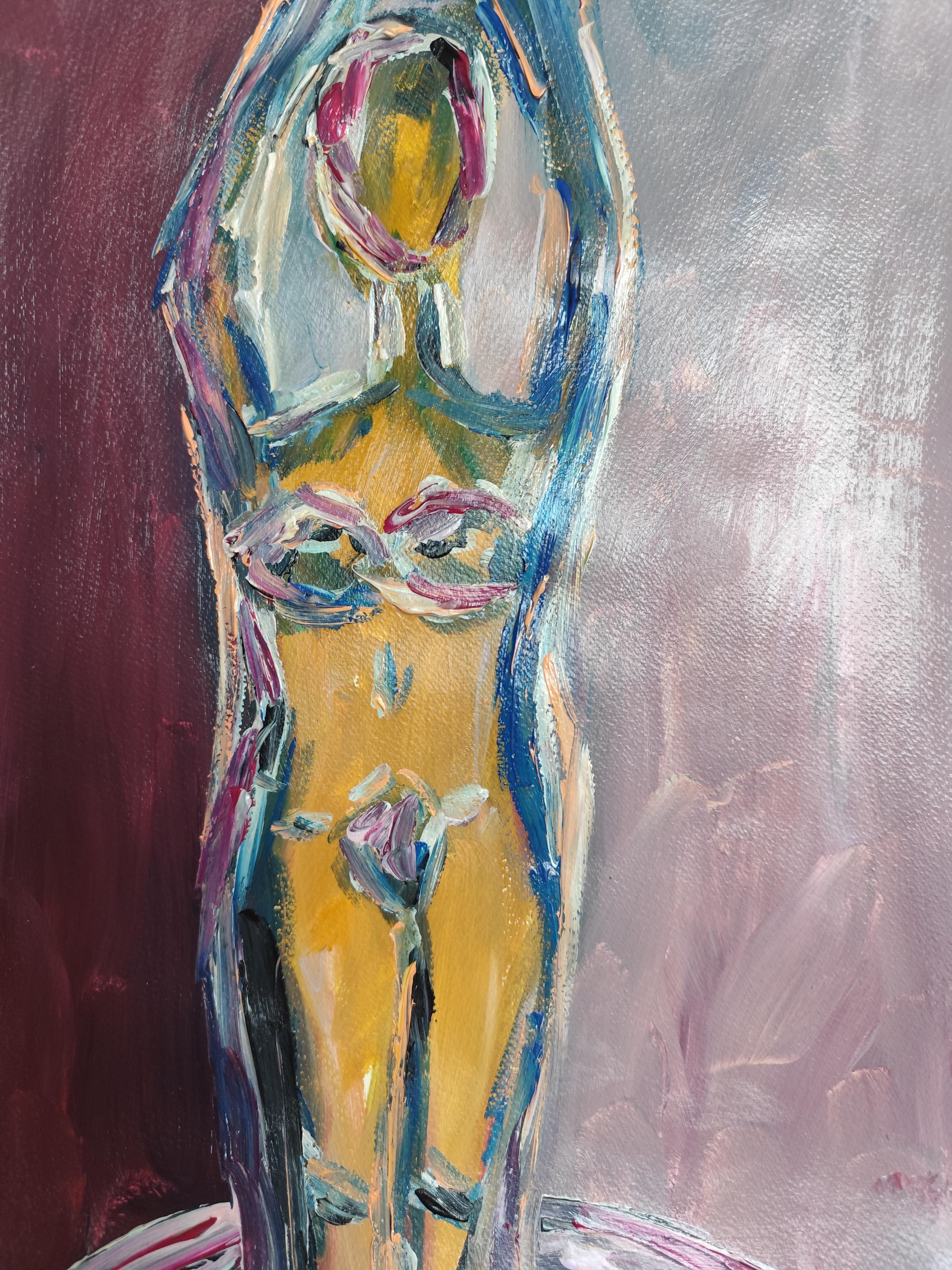 Abstrakter Expressionist impressionistischer Frauenkörper auf Papier 