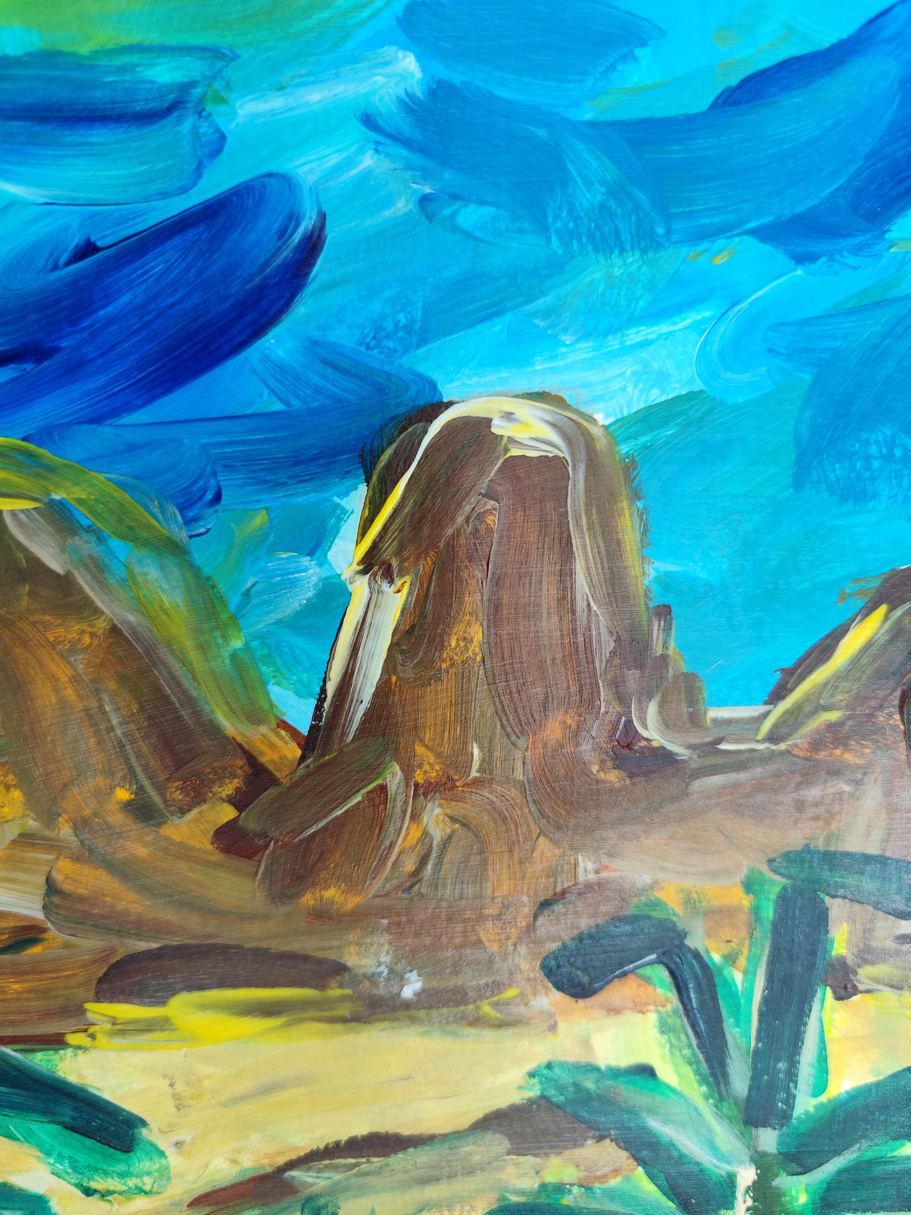 Abstract expressionist landscape desert painting 
