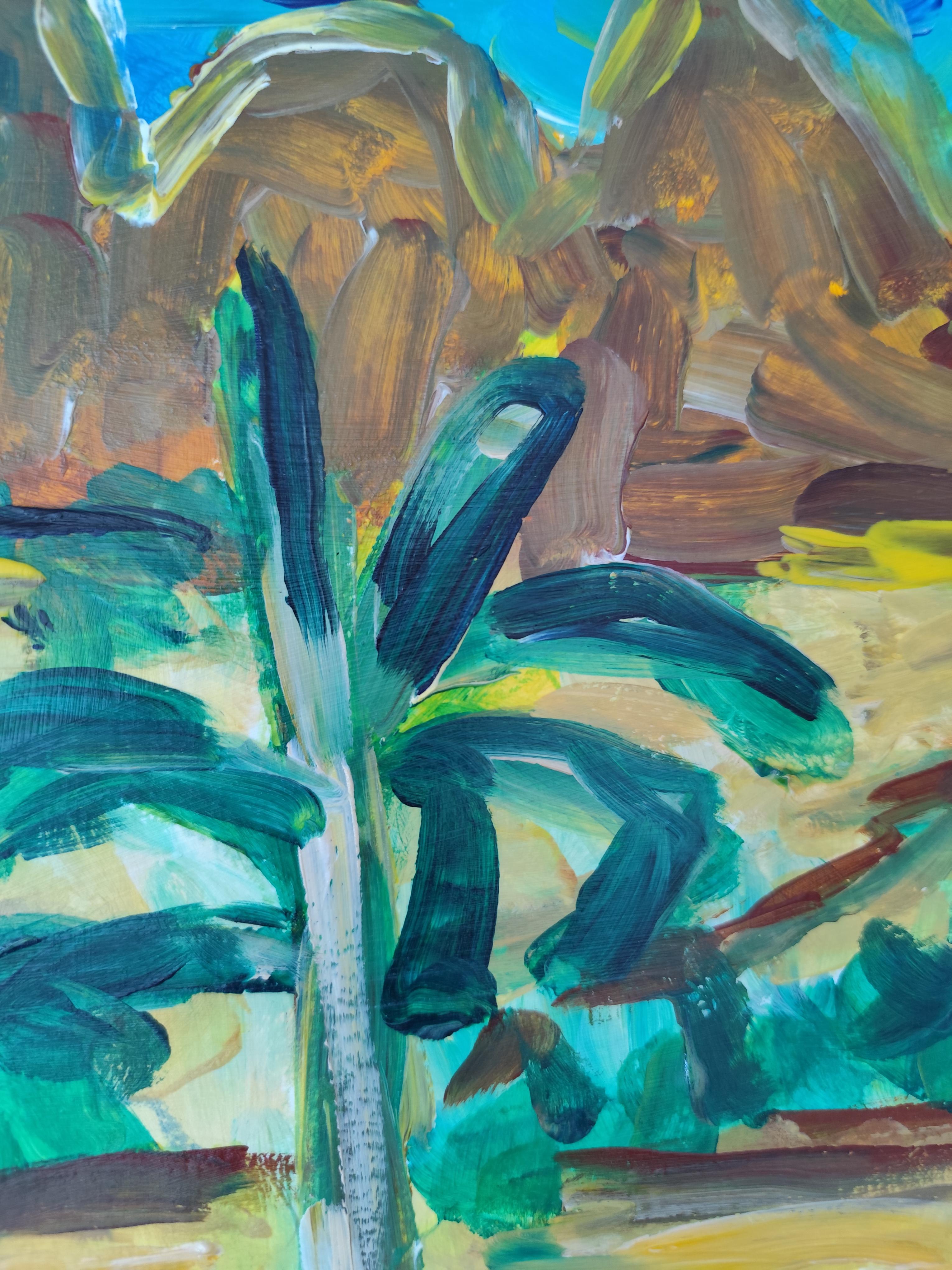 Abstract expressionist landscape desert painting 