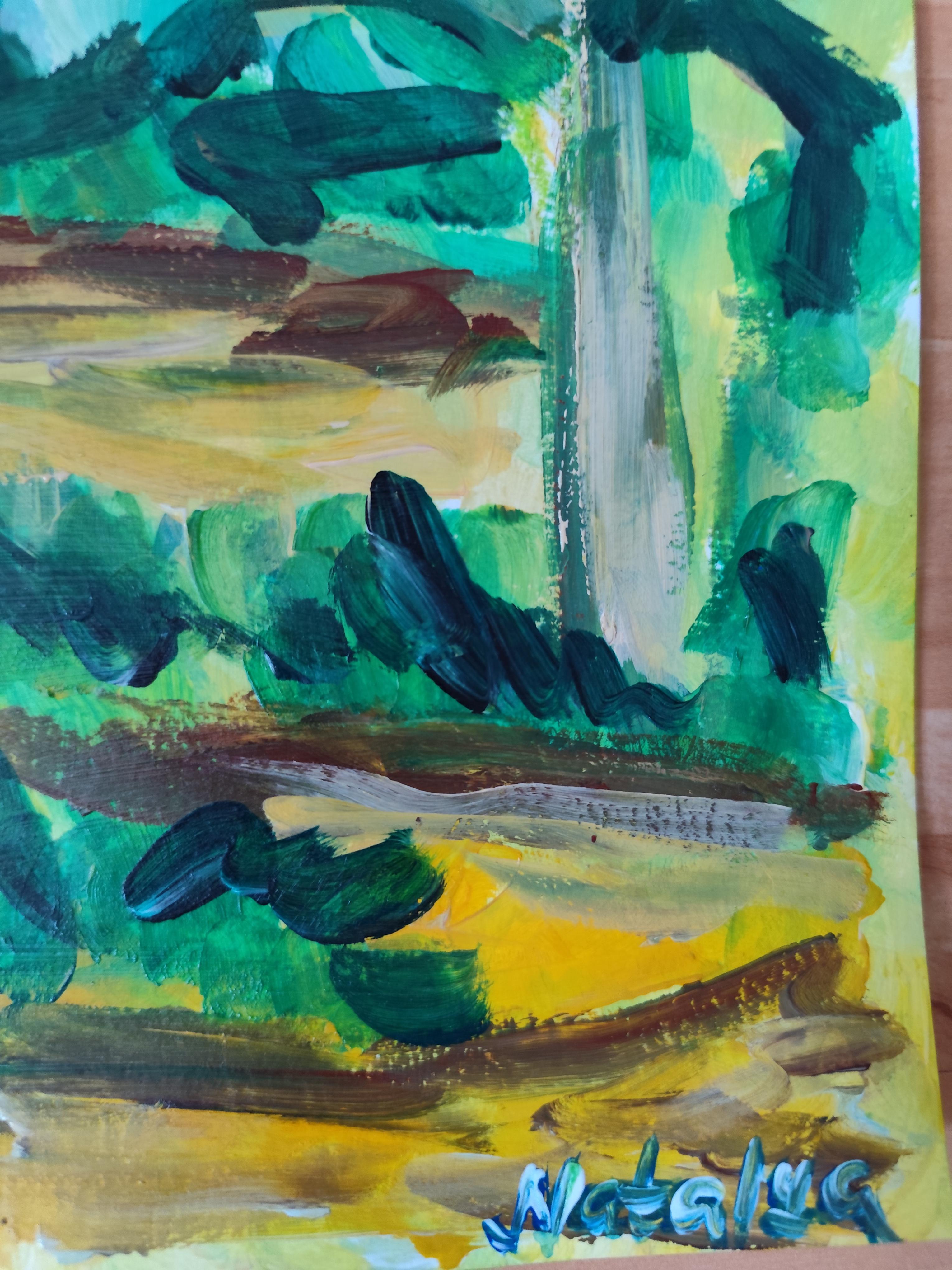 Abstract expressionist landscape desert painting 