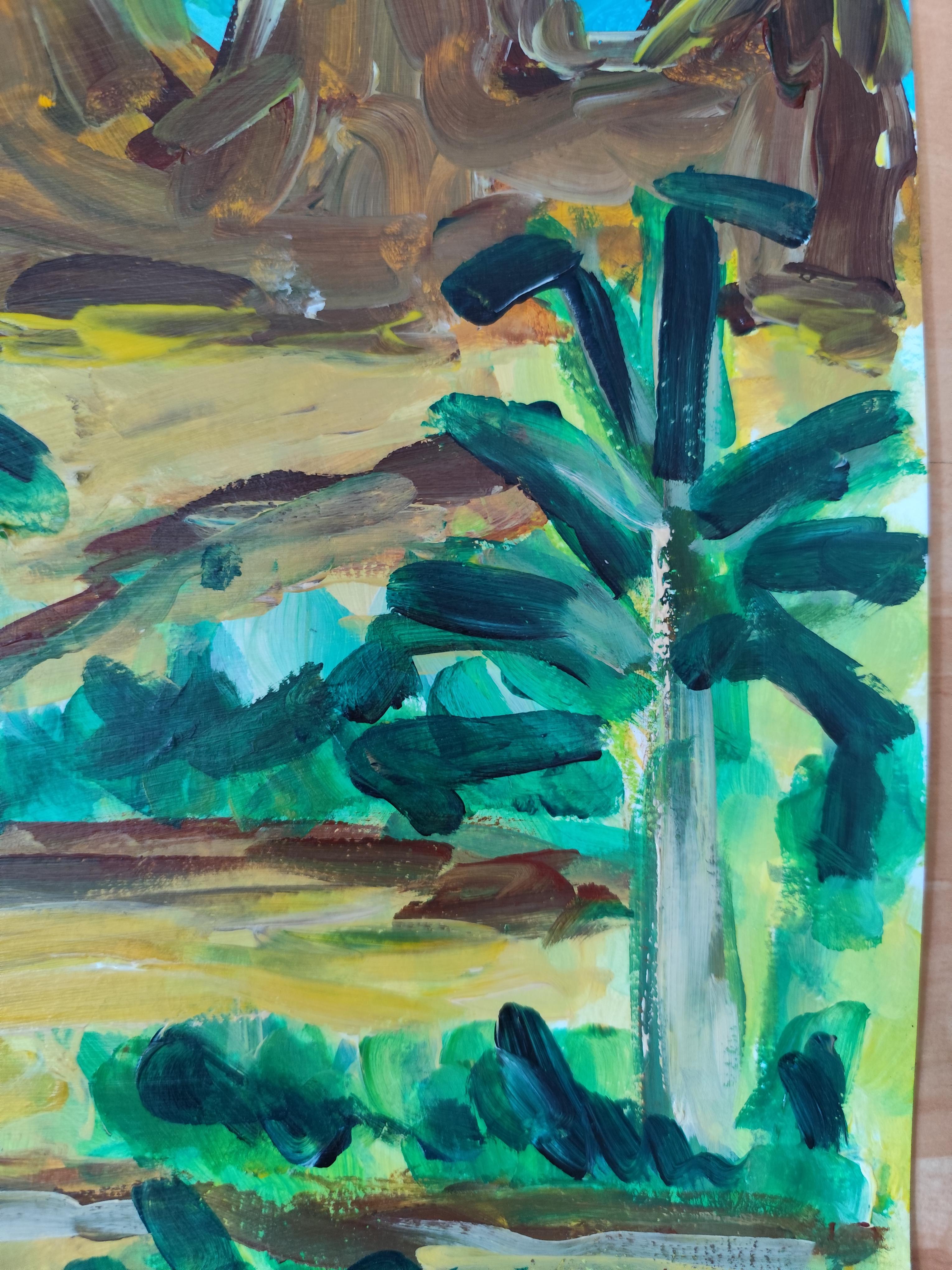 Abstract expressionist landscape desert painting 