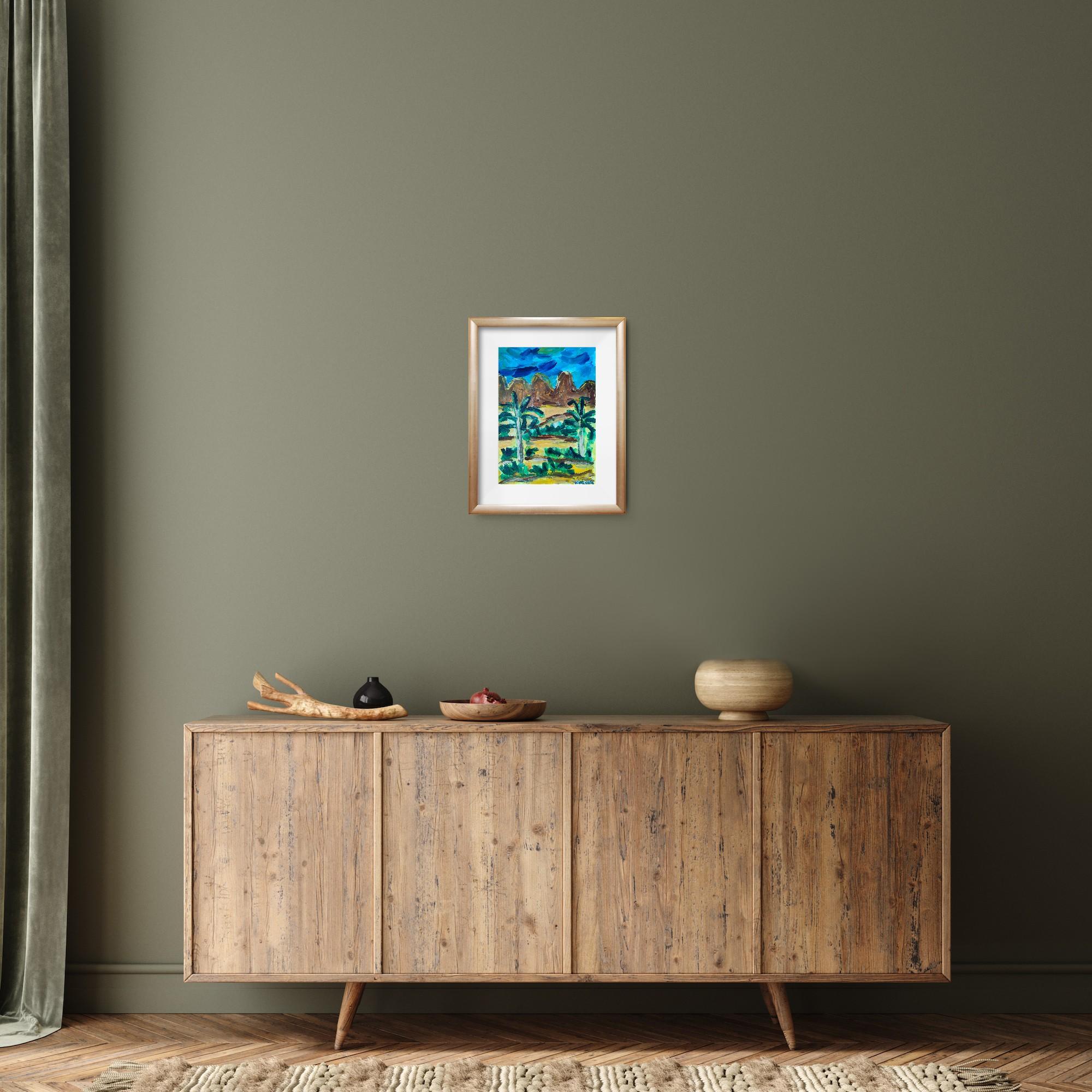 Abstract expressionist landscape desert painting 