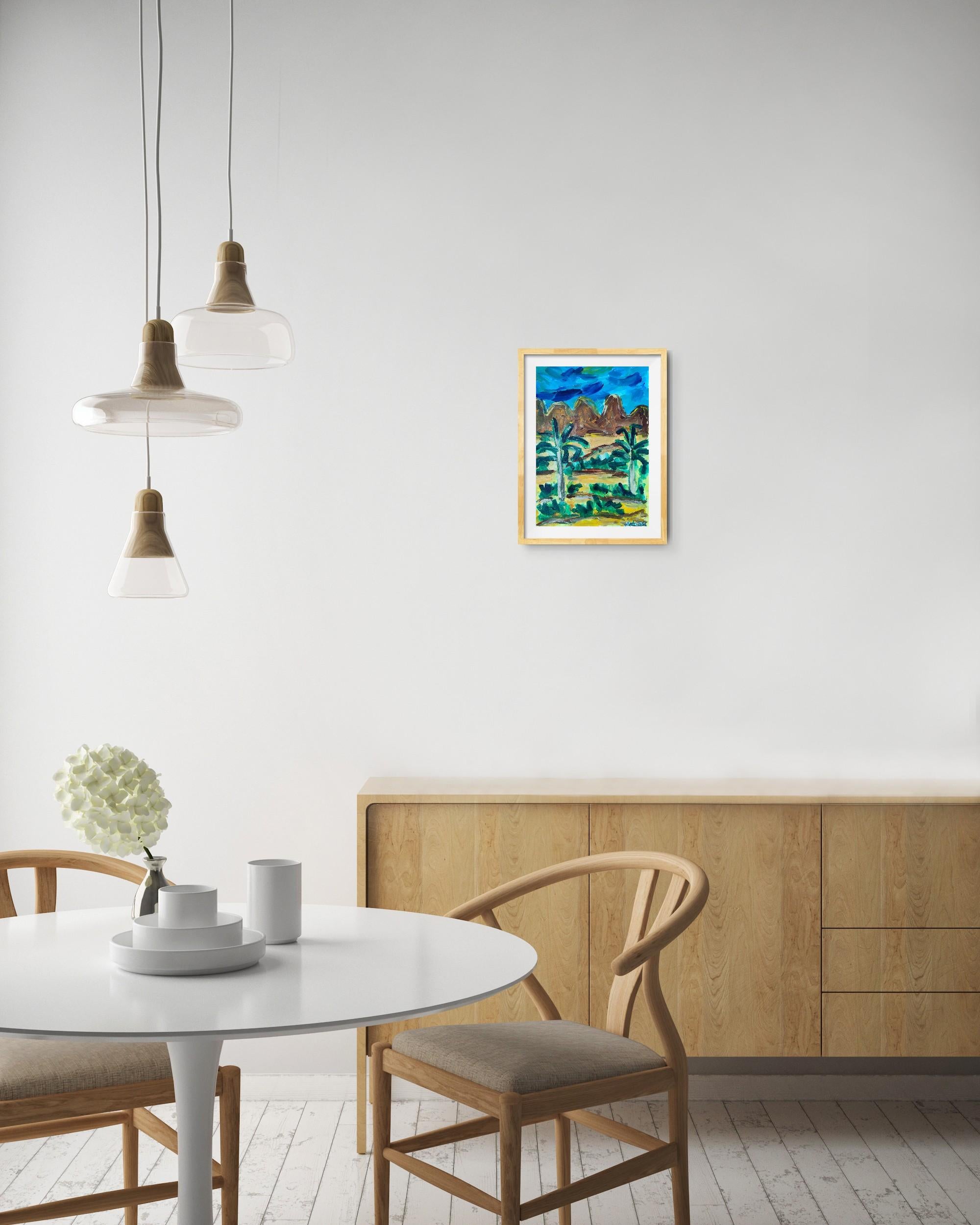 Abstract expressionist landscape desert painting 