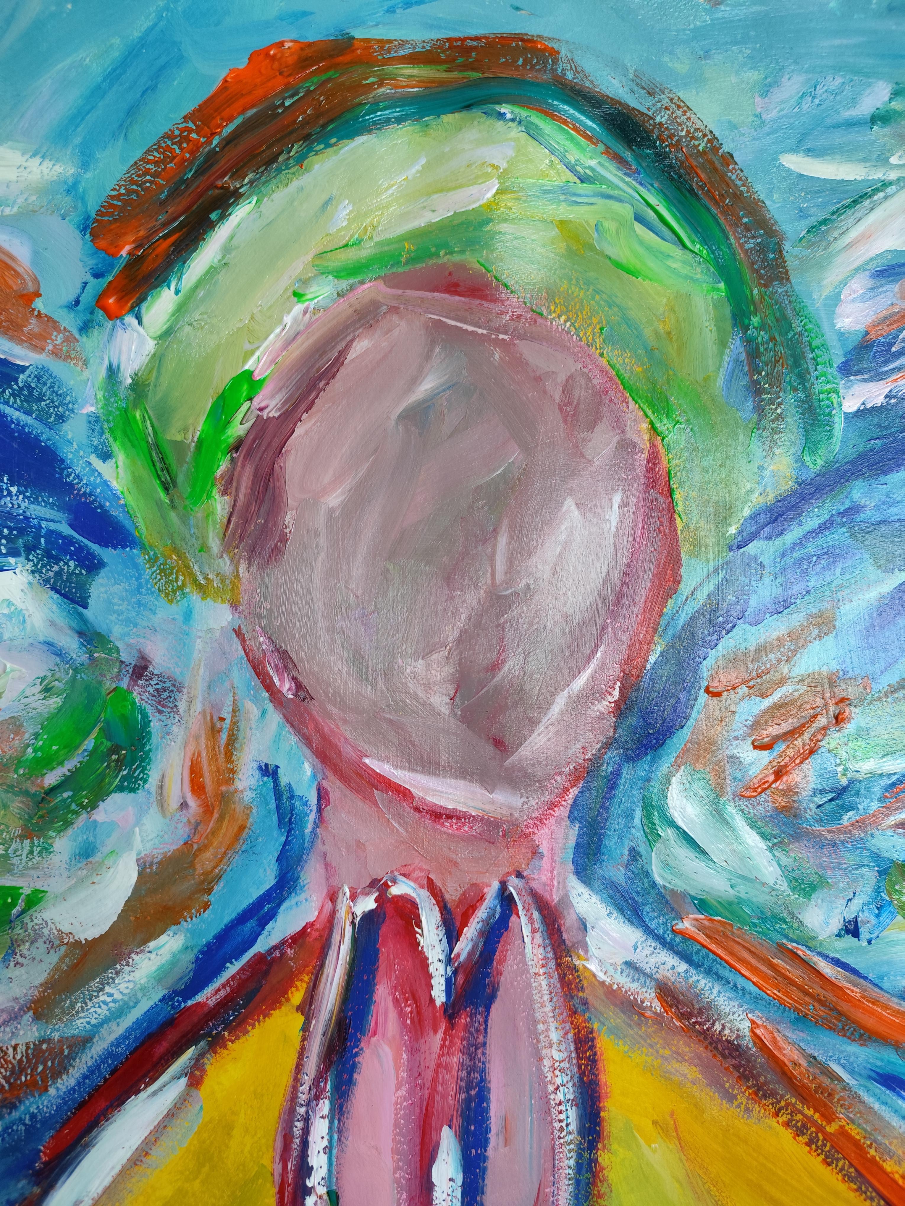 Pittura acrilica spirituale espressionista astratta su carta 