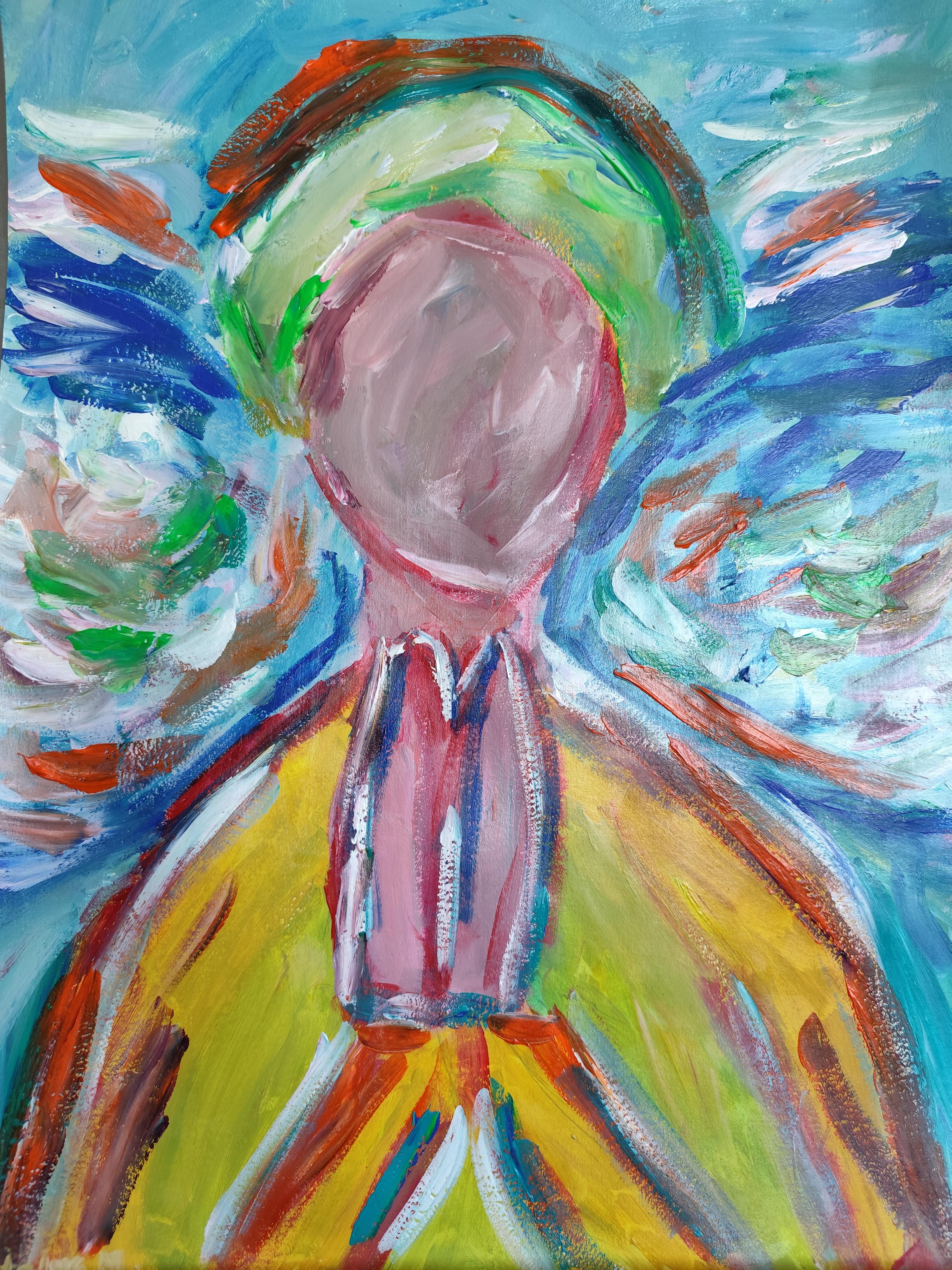Pittura acrilica spirituale espressionista astratta su carta 