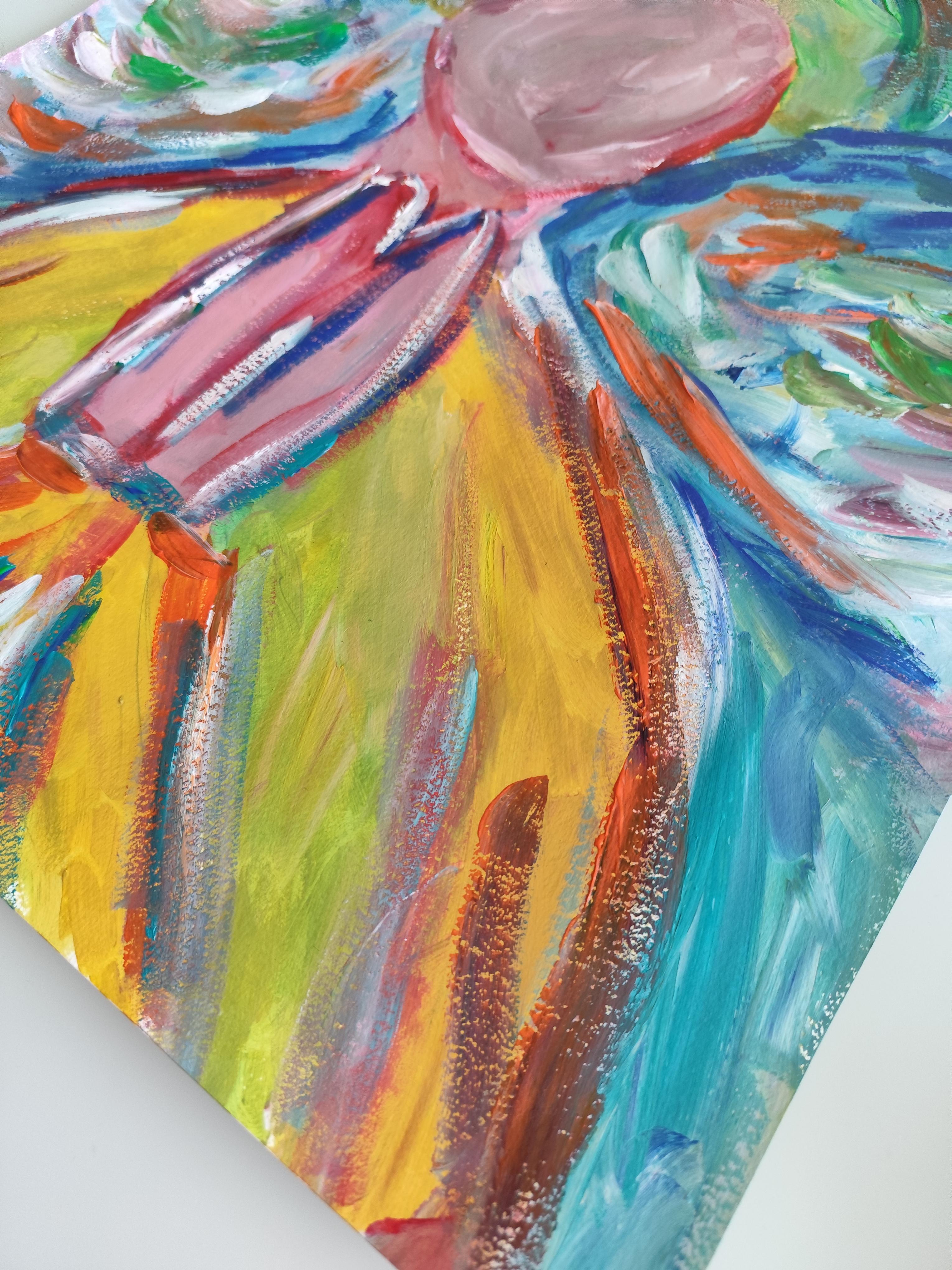 Pittura acrilica spirituale espressionista astratta su carta 