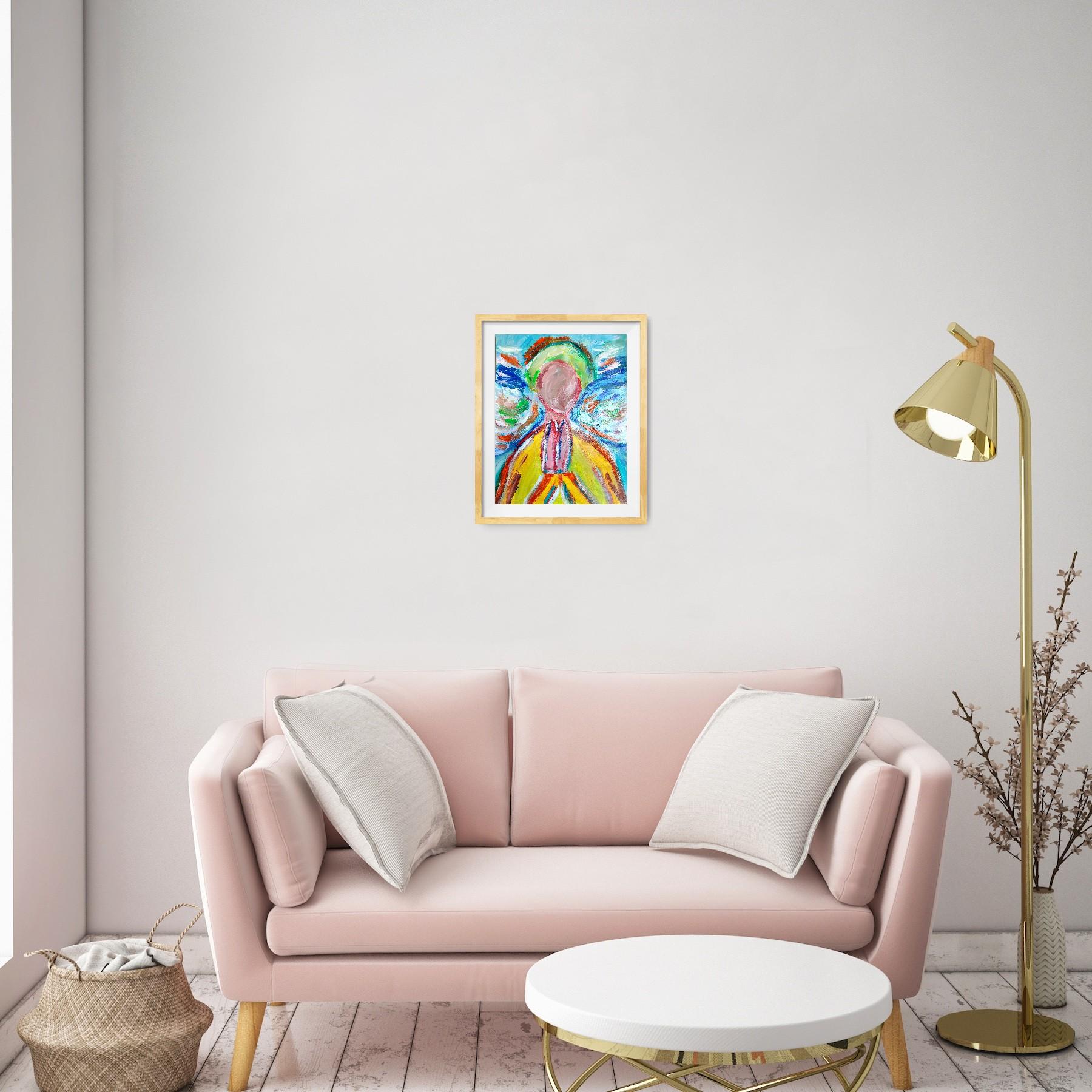 Pittura acrilica spirituale espressionista astratta su carta 