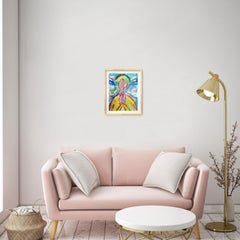 Abstract Expressionist spiritual acrylic painting paper " Beneath Angel Wings"