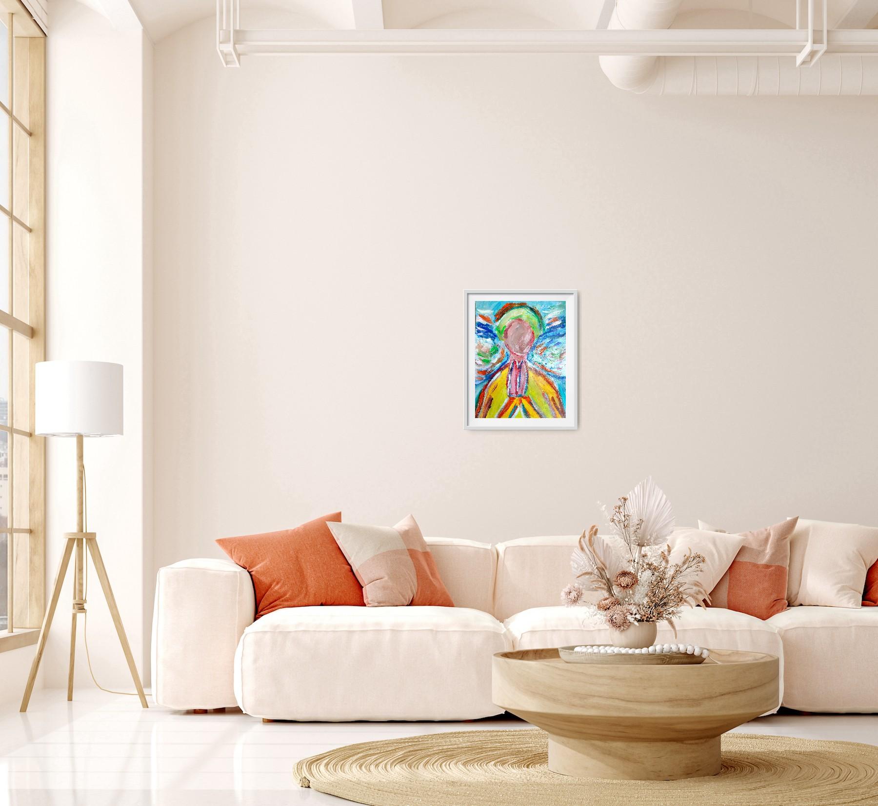 Pittura acrilica spirituale espressionista astratta su carta 