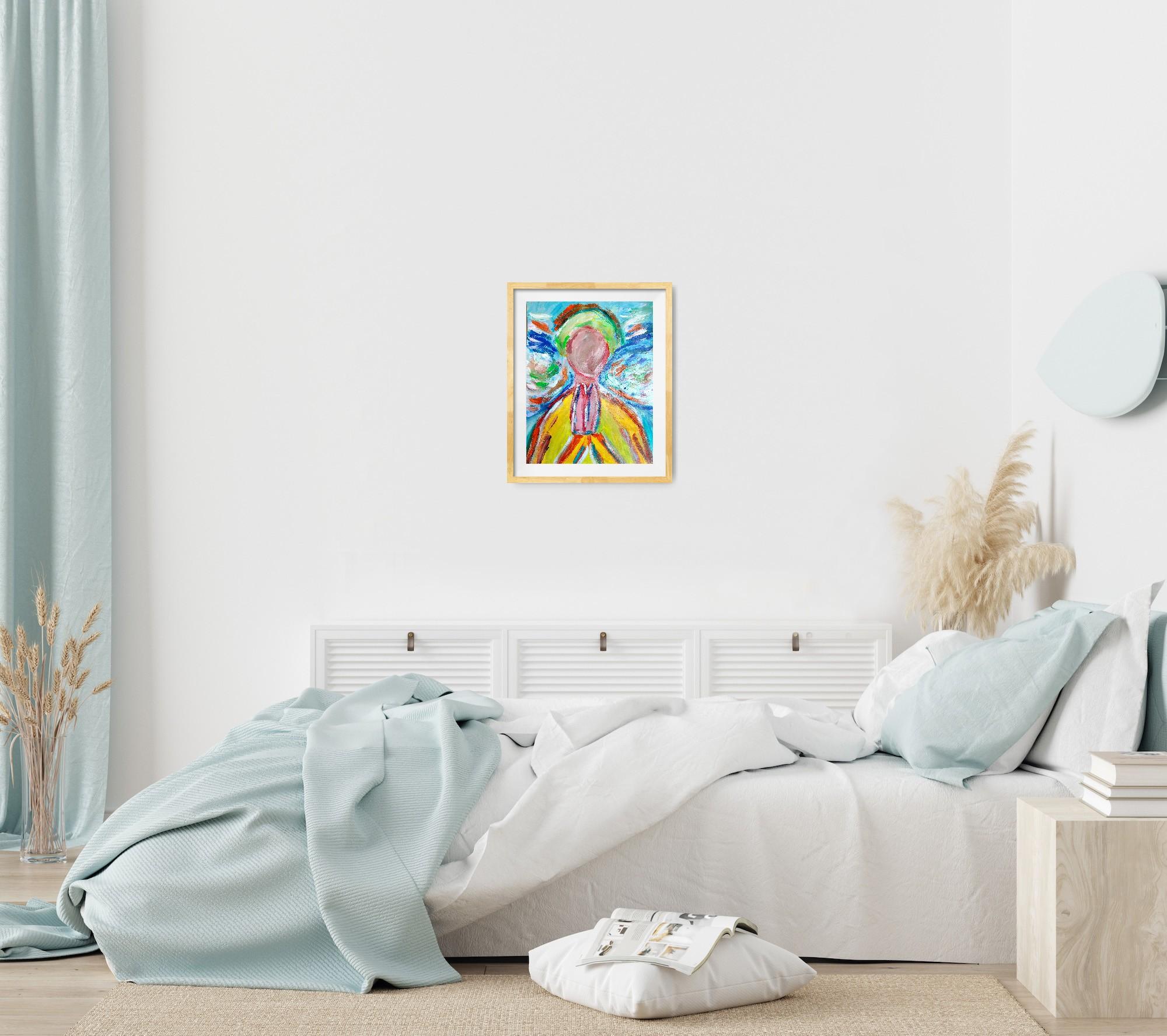 Pittura acrilica spirituale espressionista astratta su carta 