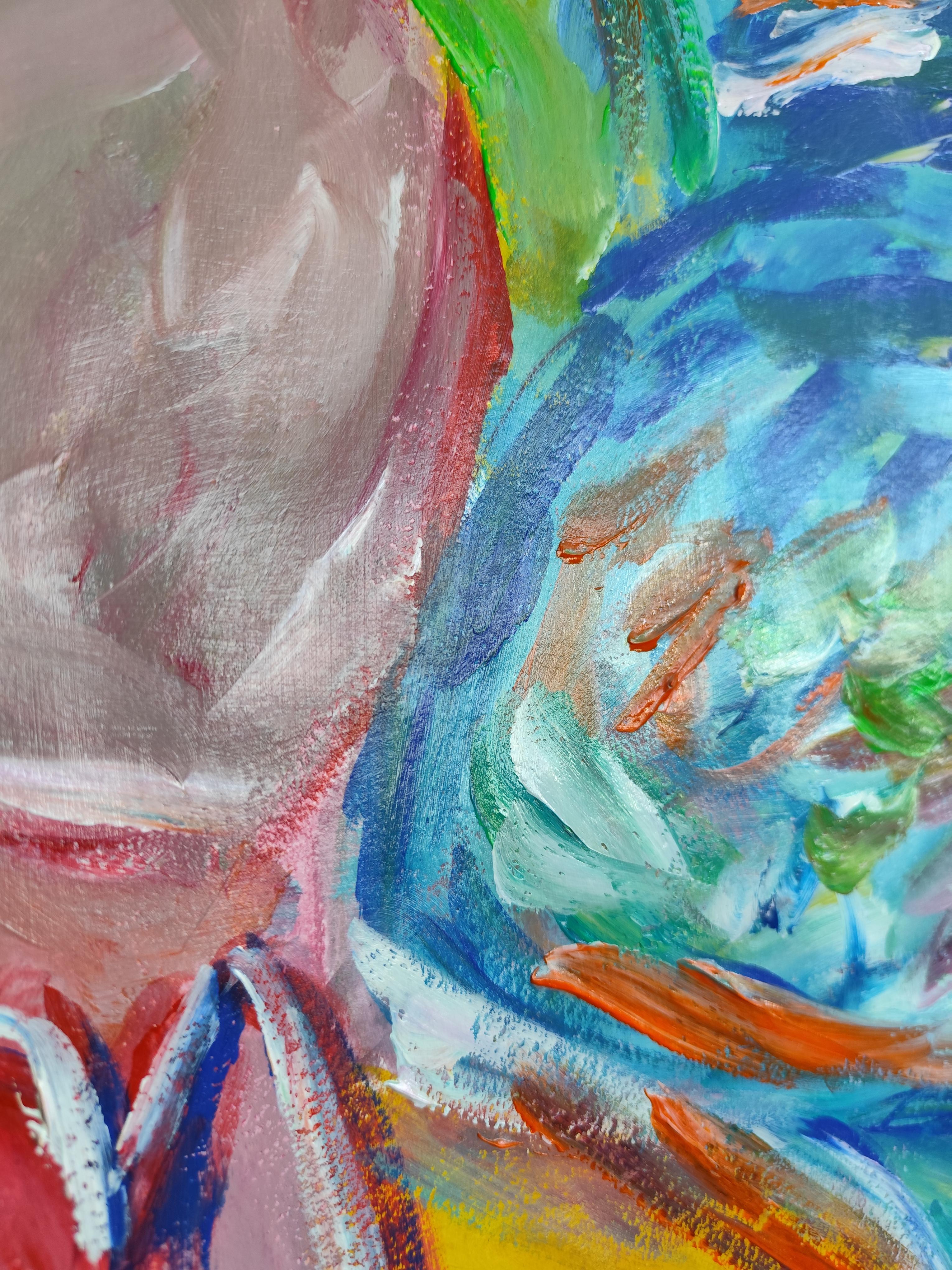 Pittura acrilica spirituale espressionista astratta su carta 